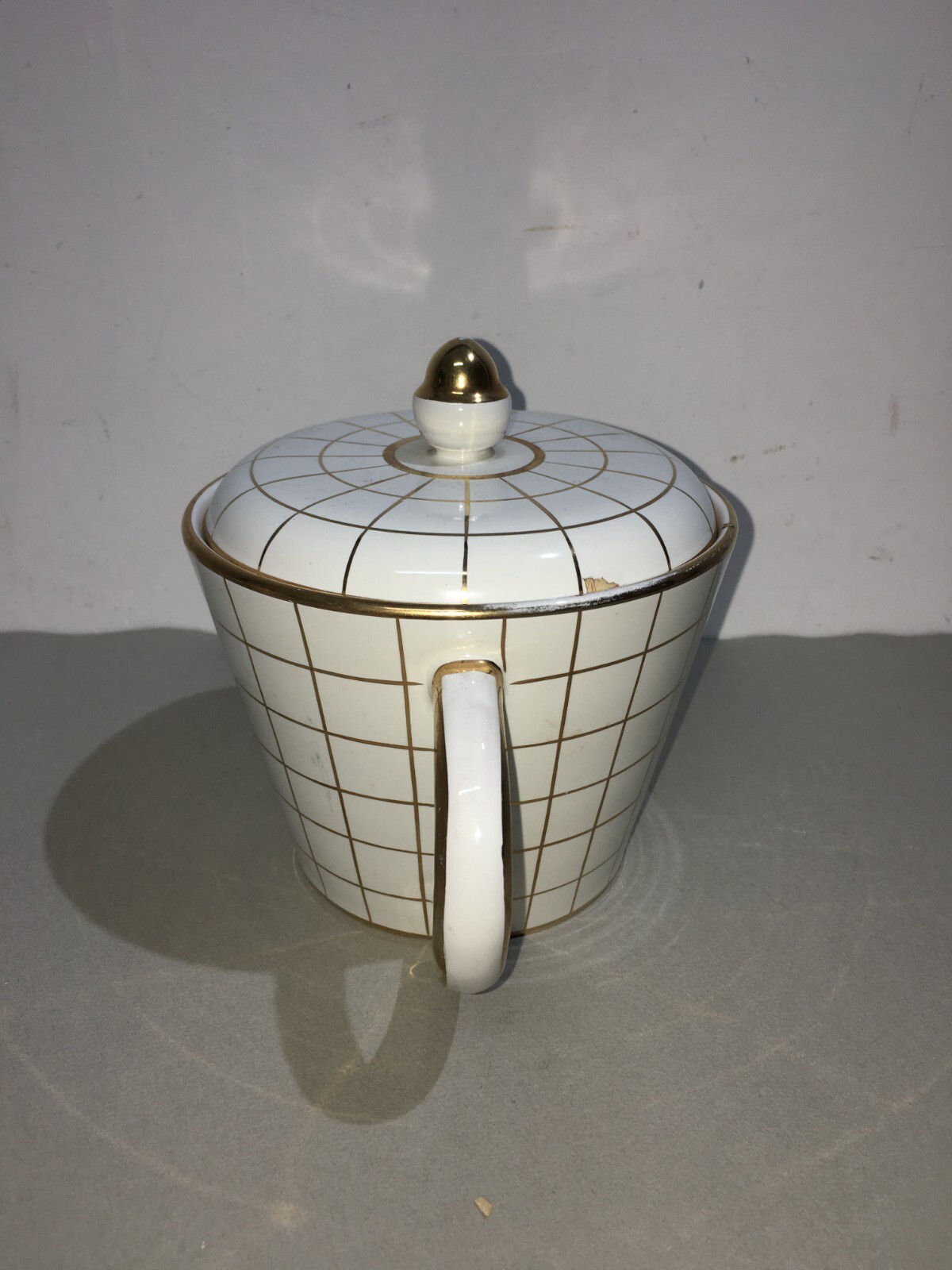 Teiera In Ceramica Bianca E Oro, Ceramiche Fiorentine, Sesto Fiorentino