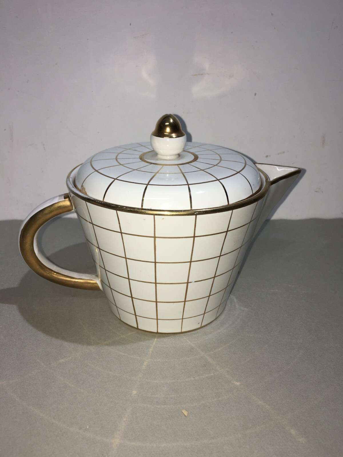 Teiera In Ceramica Bianca E Oro, Ceramiche Fiorentine, Sesto Fiorentino