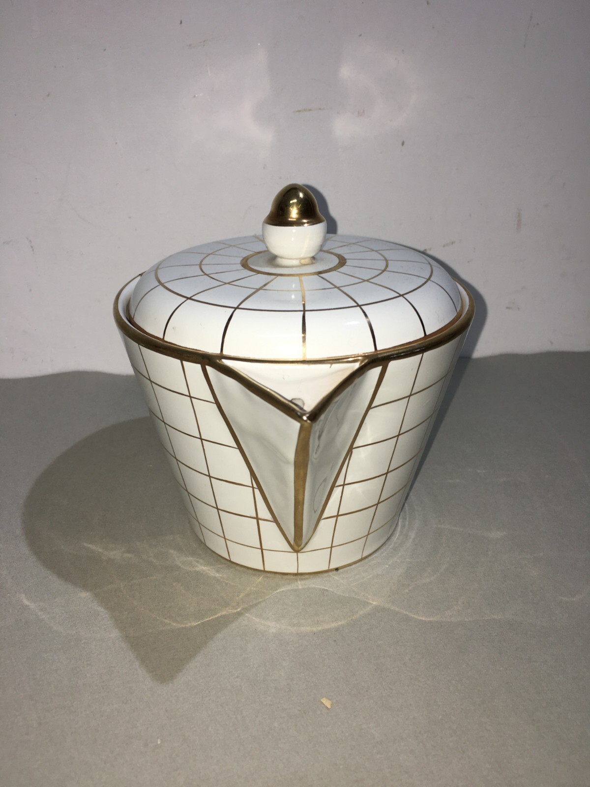 Teiera In Ceramica Bianca E Oro, Ceramiche Fiorentine, Sesto Fiorentino
