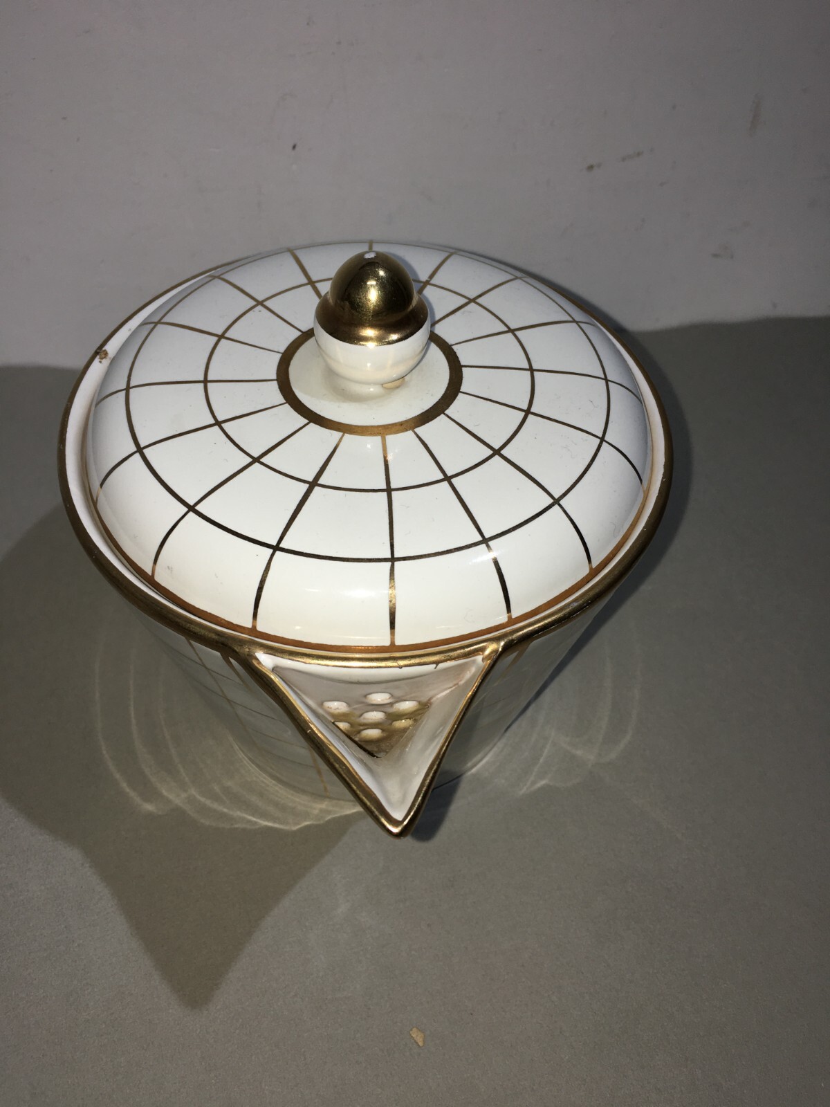 Teiera In Ceramica Bianca E Oro, Ceramiche Fiorentine, Sesto Fiorentino