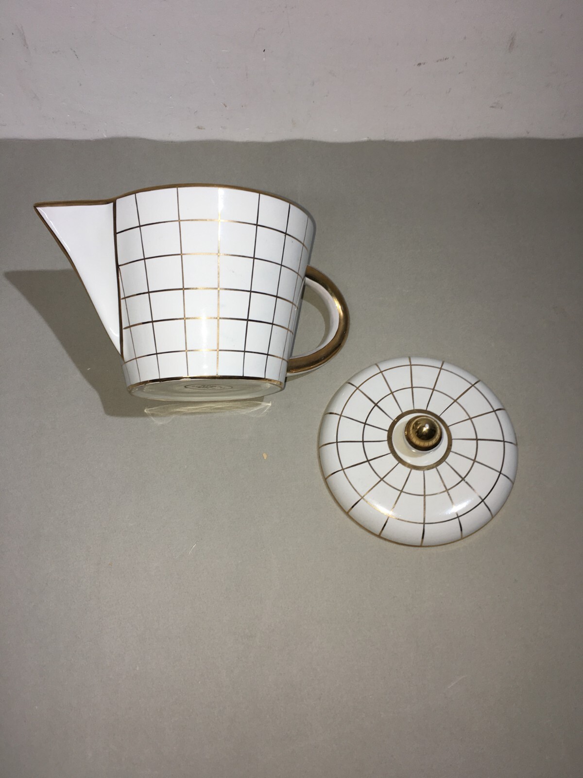 Teiera In Ceramica Bianca E Oro, Ceramiche Fiorentine, Sesto Fiorentino