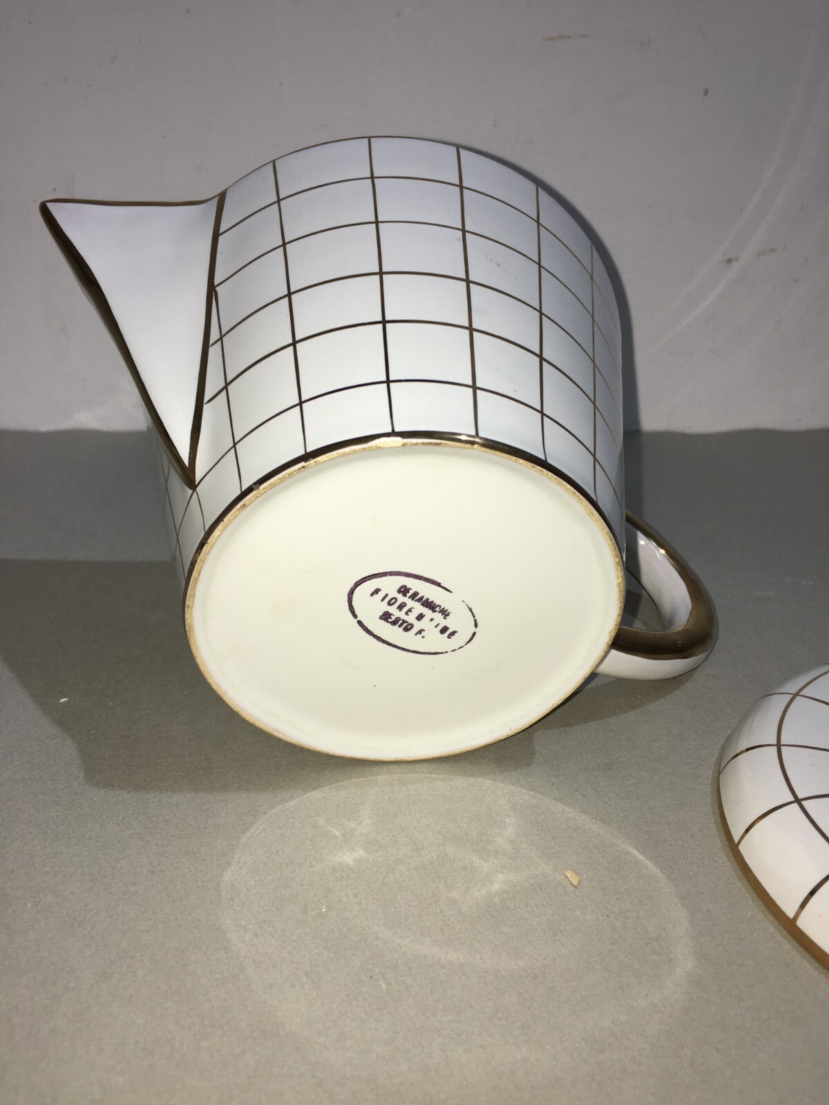 Teiera In Ceramica Bianca E Oro, Ceramiche Fiorentine, Sesto Fiorentino
