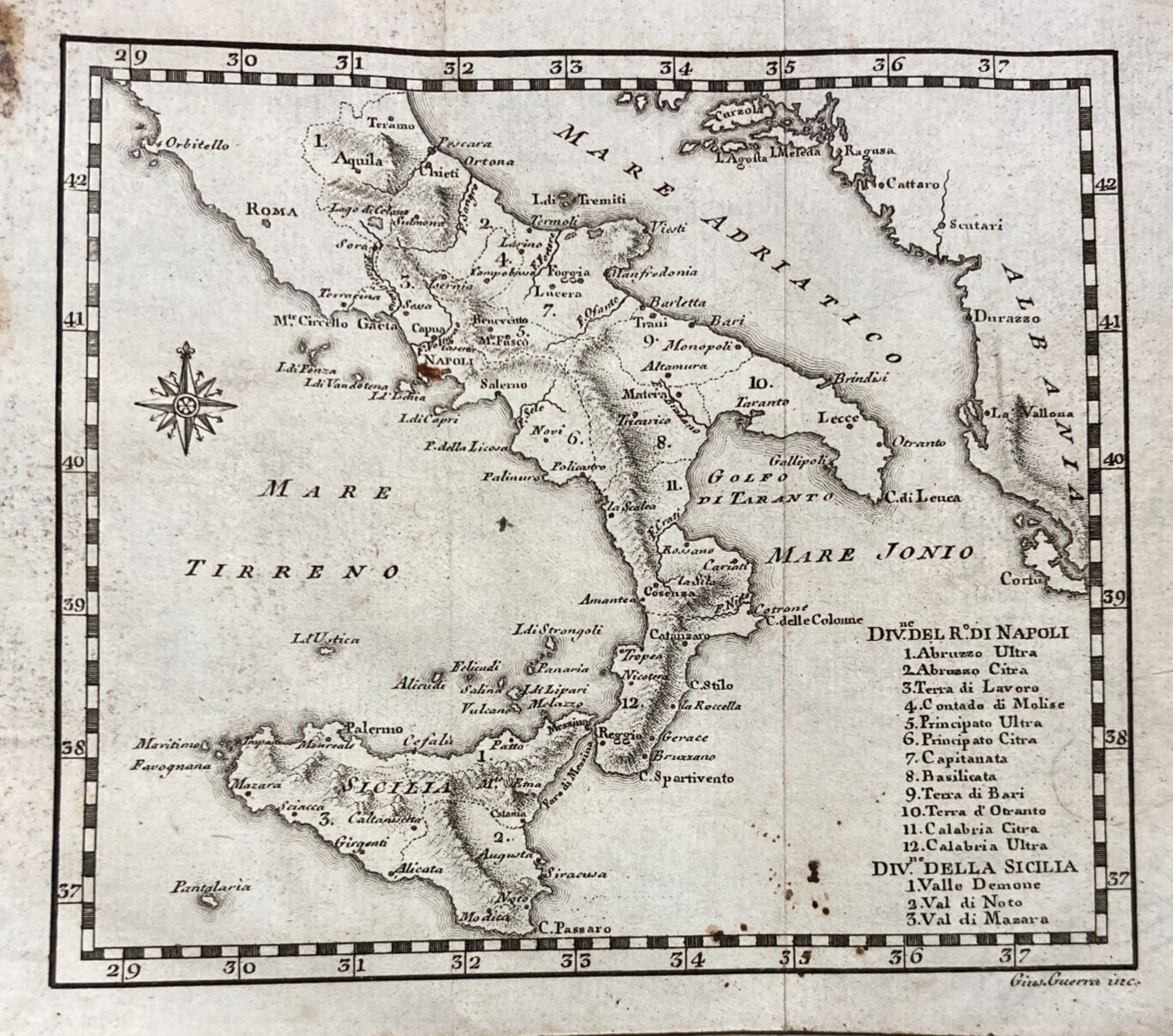 Antica Cartografia Meridionale: Regno Di Napoli, Sicilia, Calabria E Puglia