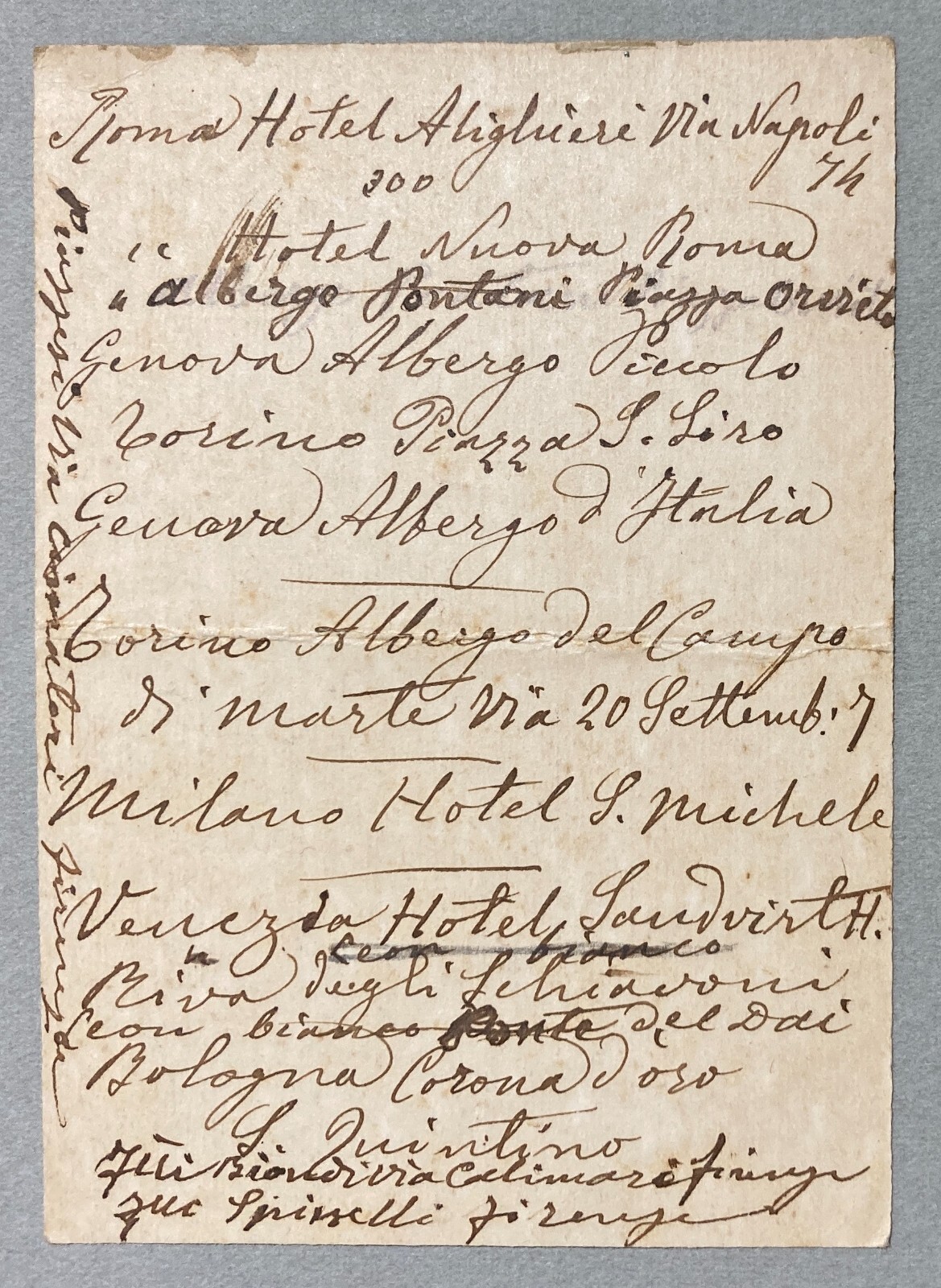 Napoli   Antica Pubblicità   Hotel Venezia   Rosina Amitrano   Cartoncino d'Epoca