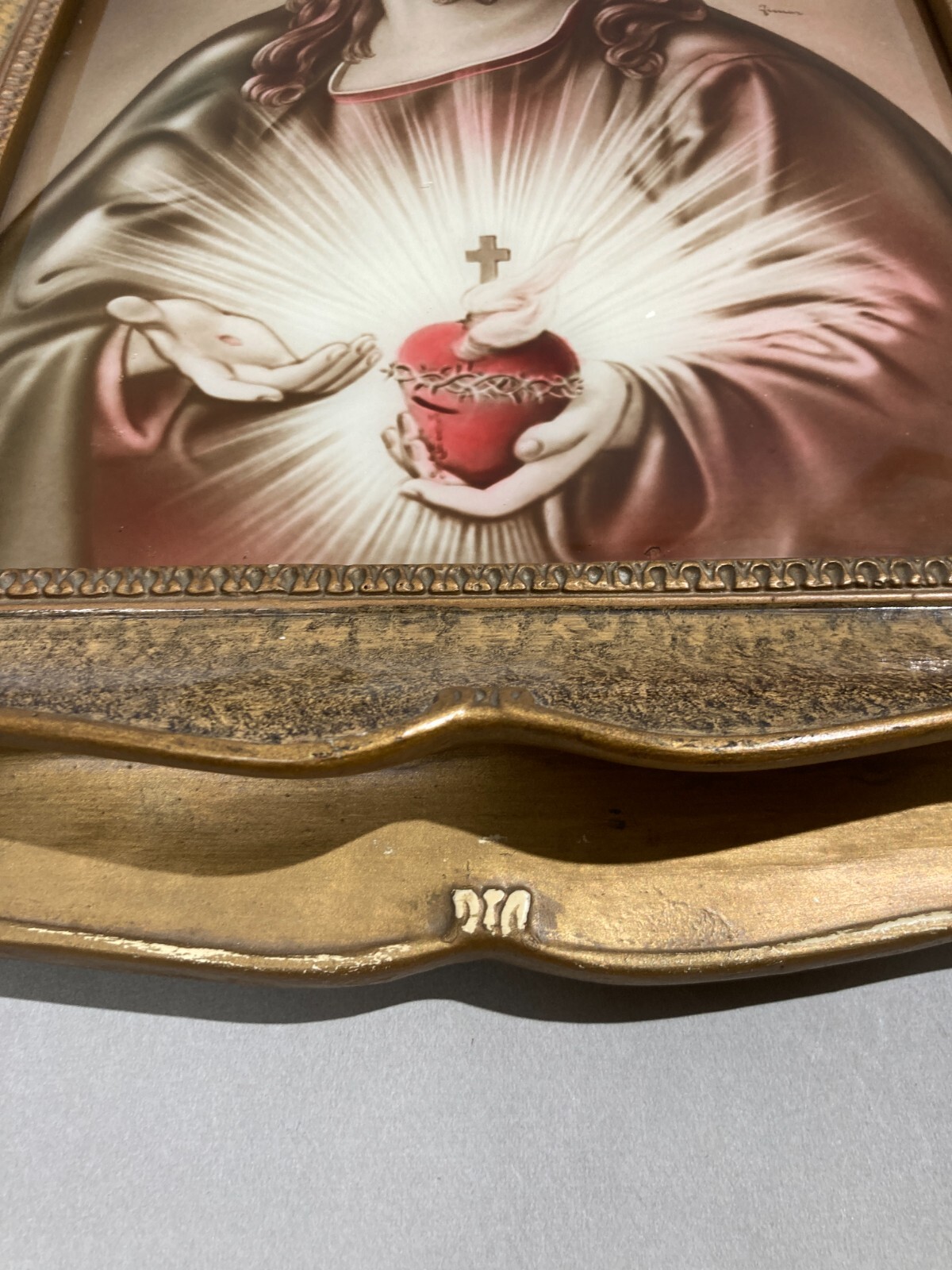 Arte Devozionale: Cuore Di Gesù. Illustrazione Incorniciata Fimar d'Epoca