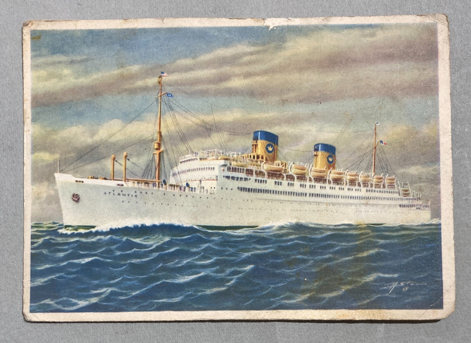 Cartolina Pubblicitaria T.S.S. Atlantic   Nestore Martinoli   1952