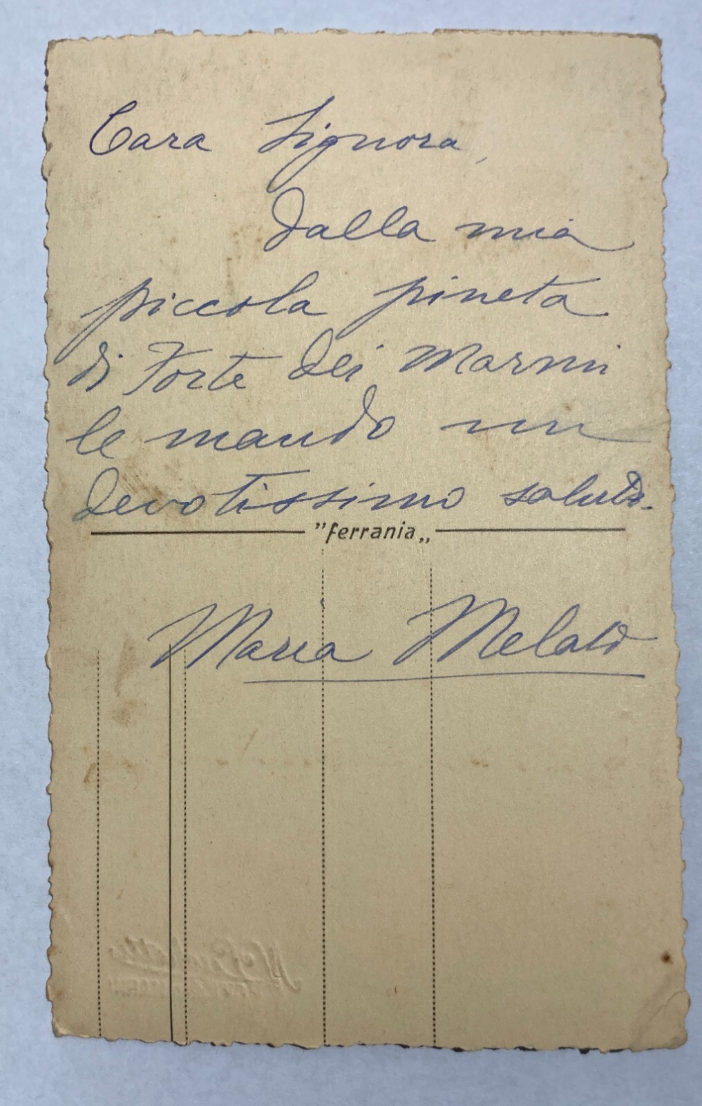 Cinema, Attori Celebri: L'Attrice Maria Melato A Forte Dei Marmi. Ritratto Fotografico Con Dedica Autografa.