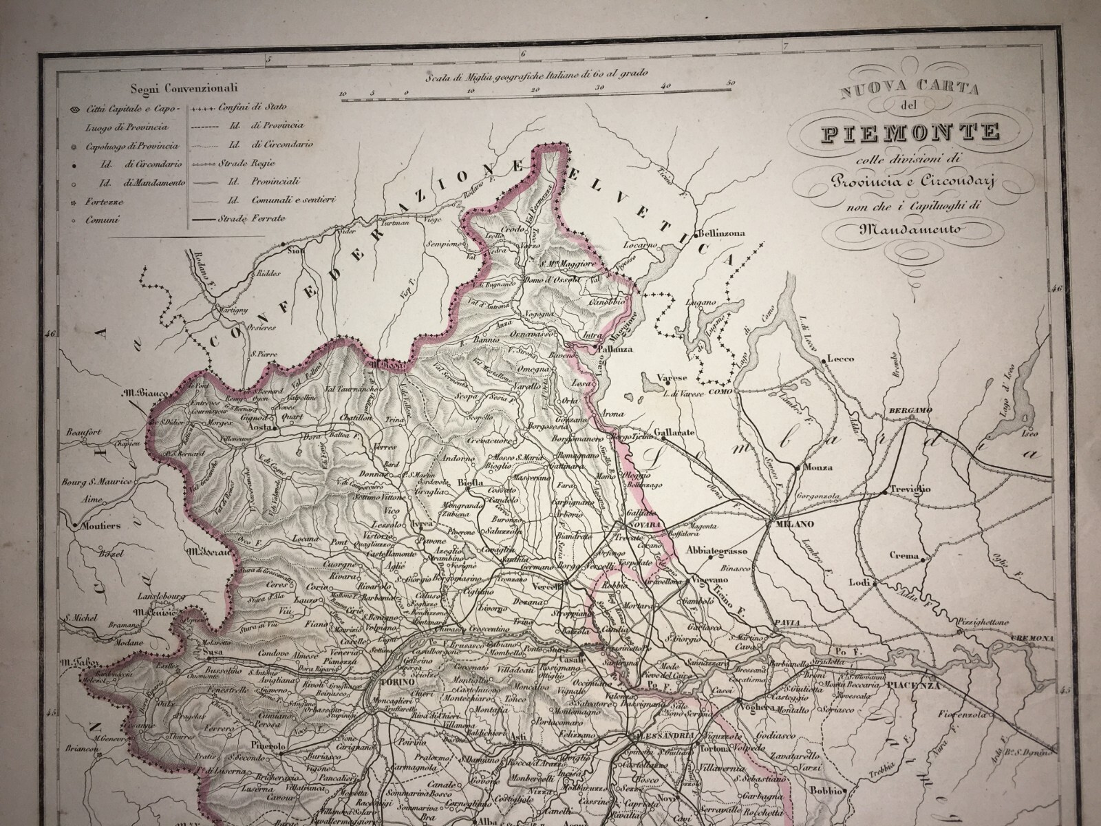 Piemonte Liguria, Antica Cartografia. Allodi, Naymiller, Edizione Pagnoni, Metà '800