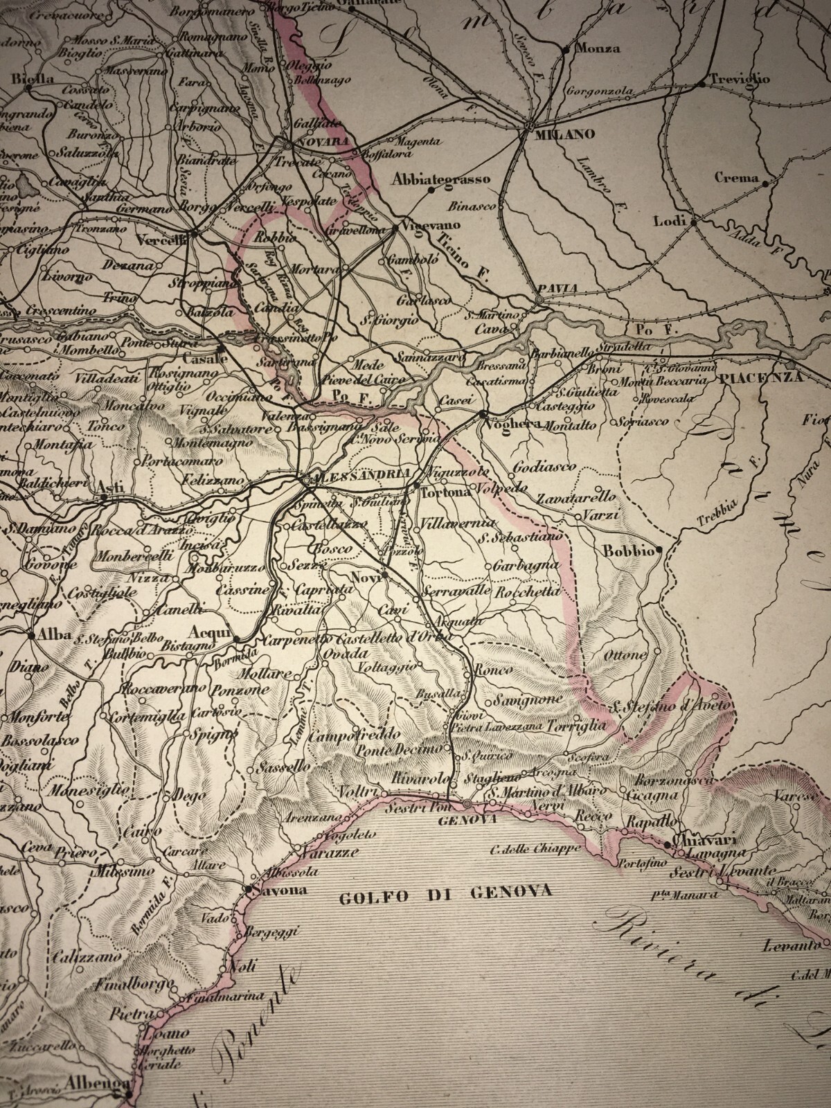 Piemonte Liguria, Antica Cartografia. Allodi, Naymiller, Edizione Pagnoni, Metà '800