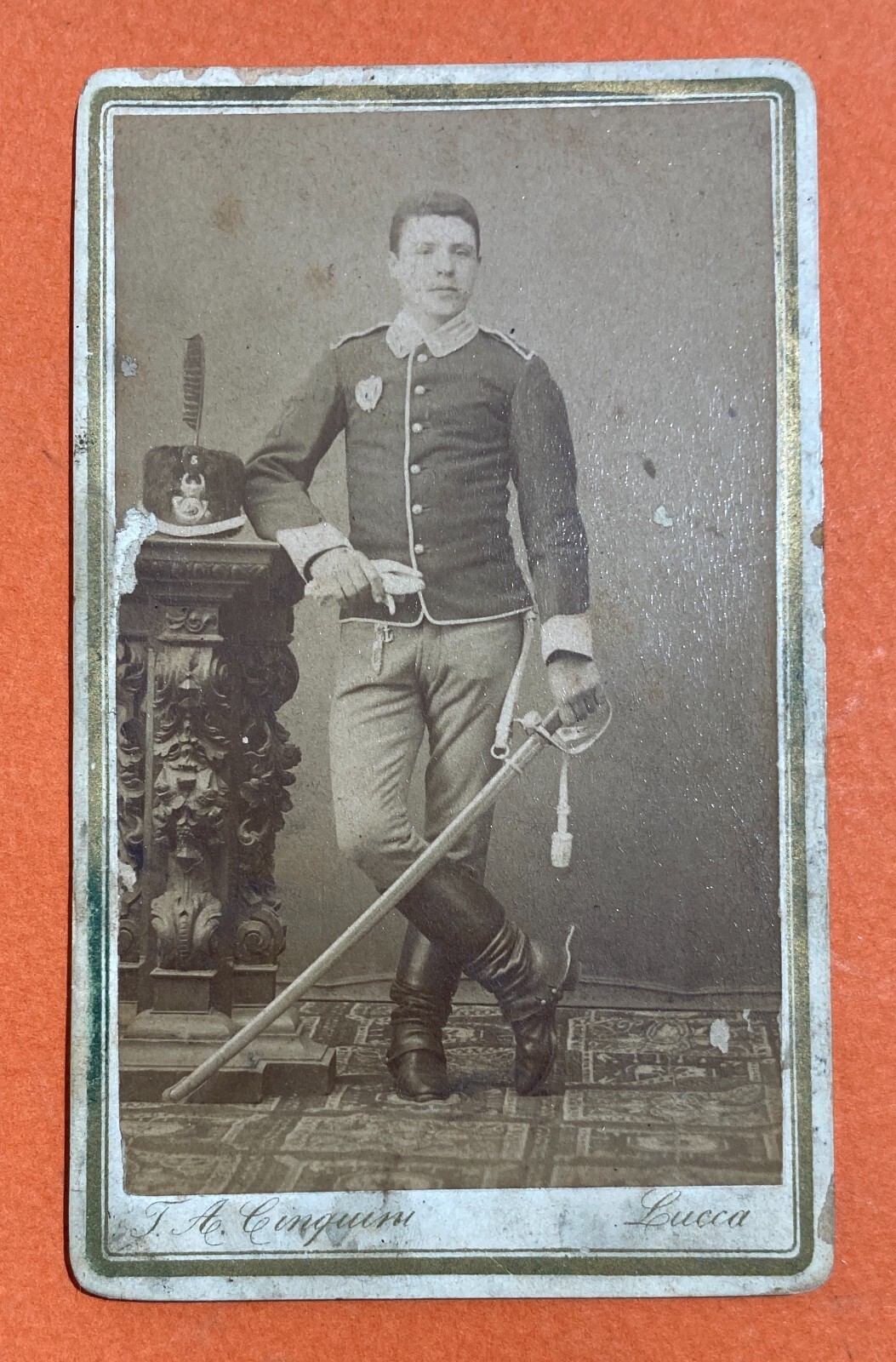 Militaria: Ritratto Di Militare. Antica Fotografia Originale, Lucca, Foto Cinquini