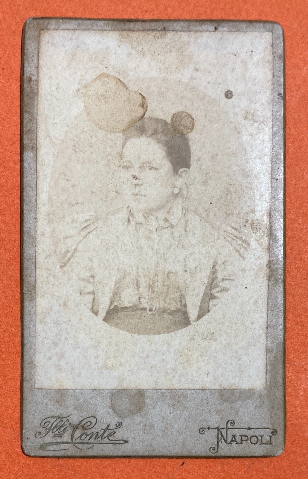 Fotografia Antica Da Collezione, Ritratto Di Donna, Foto Fratelli Conte, Napoli
