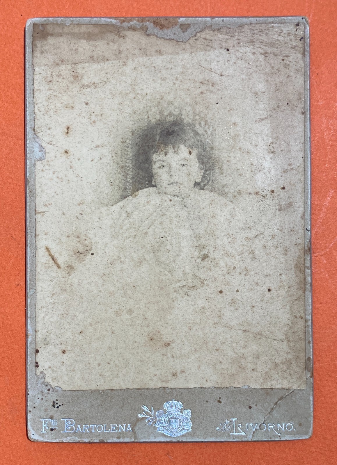Fotografia Antica Da Collezione: Ritratto Di Bimbo, Foto Bartolena, Livorno