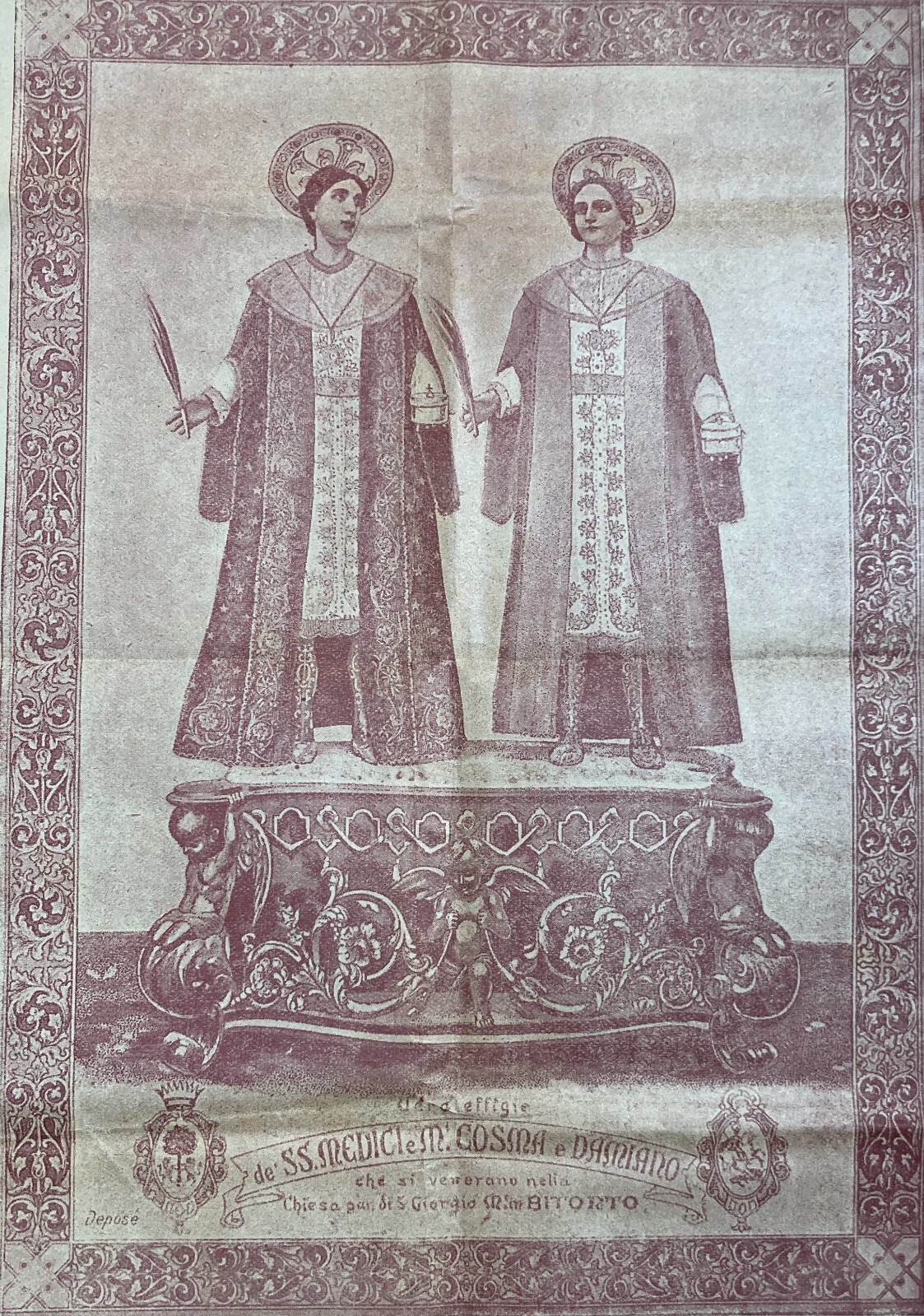 Stampa Popolare Devozionale: Santi Medici Cosma E Damiano, Bitonto