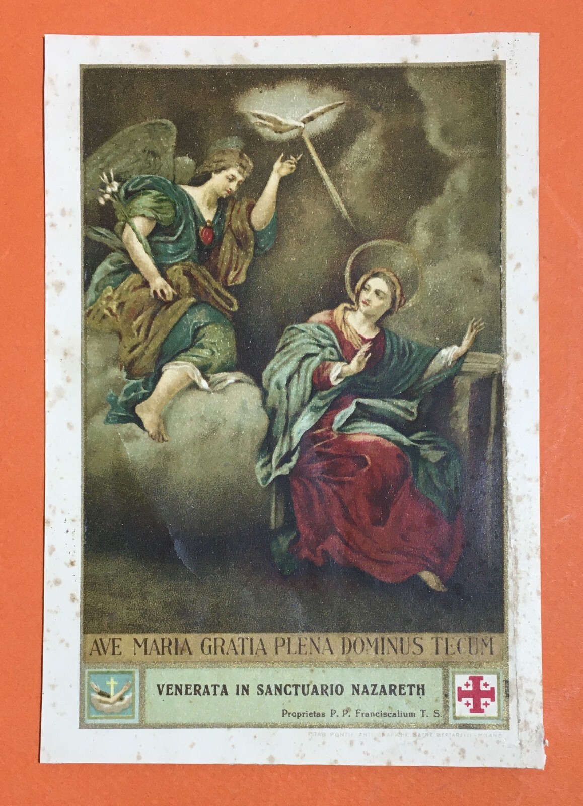 Stampa Popolare Devozionale: Annunciazione, Santuario Di Nazareth, Bertarelli, XX Secolo