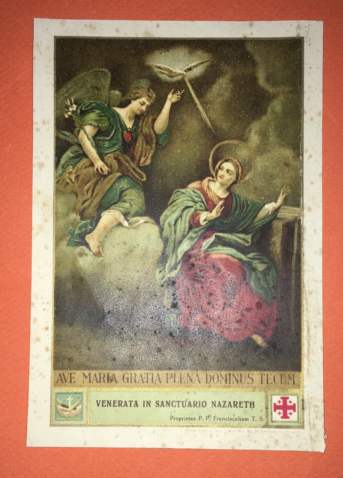 Stampa Popolare Devozionale: Annunciazione, Santuario Di Nazareth, Bertarelli, XX Secolo