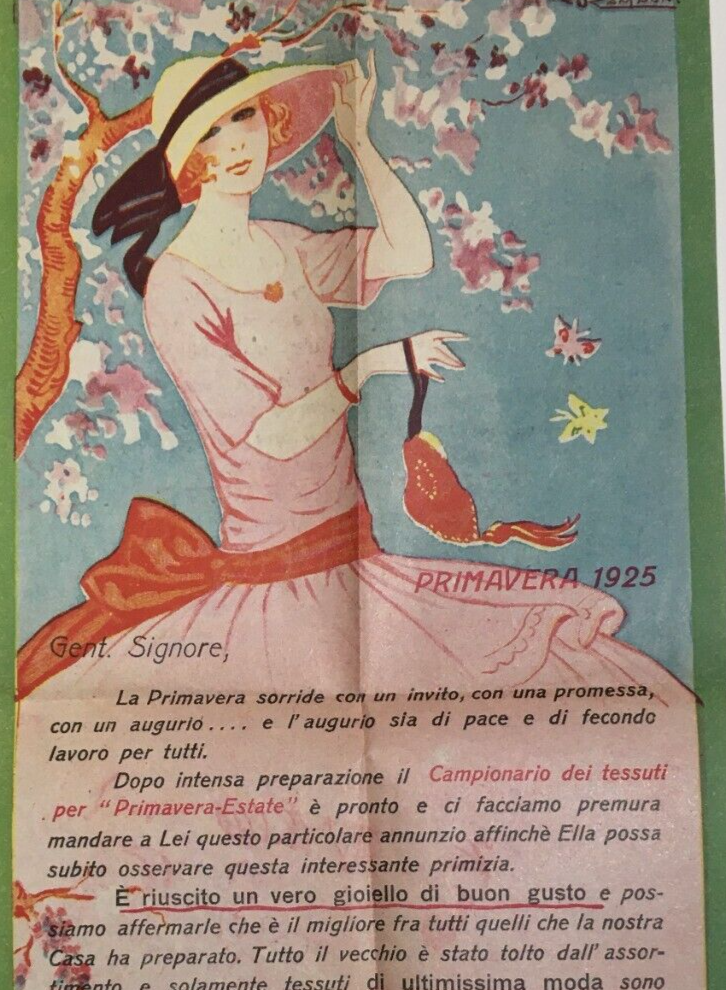 Locandina Pubblicitaria Artistica La Tessile: Moda E Tessuti, 1925