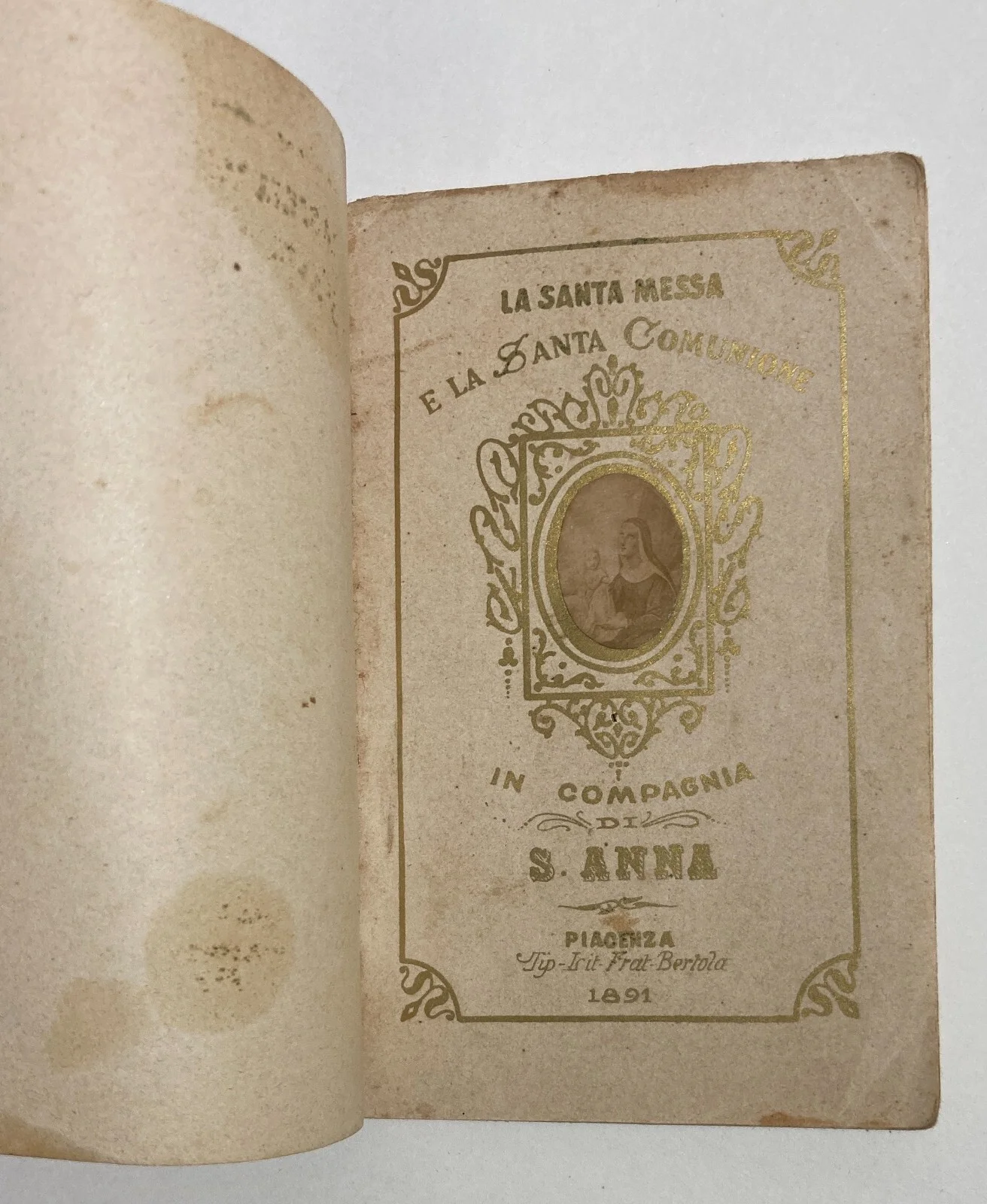 Antica Edizione Devozionale: S. Anna, Piacenza, Bertola, 1891, con Piccola Fotografia