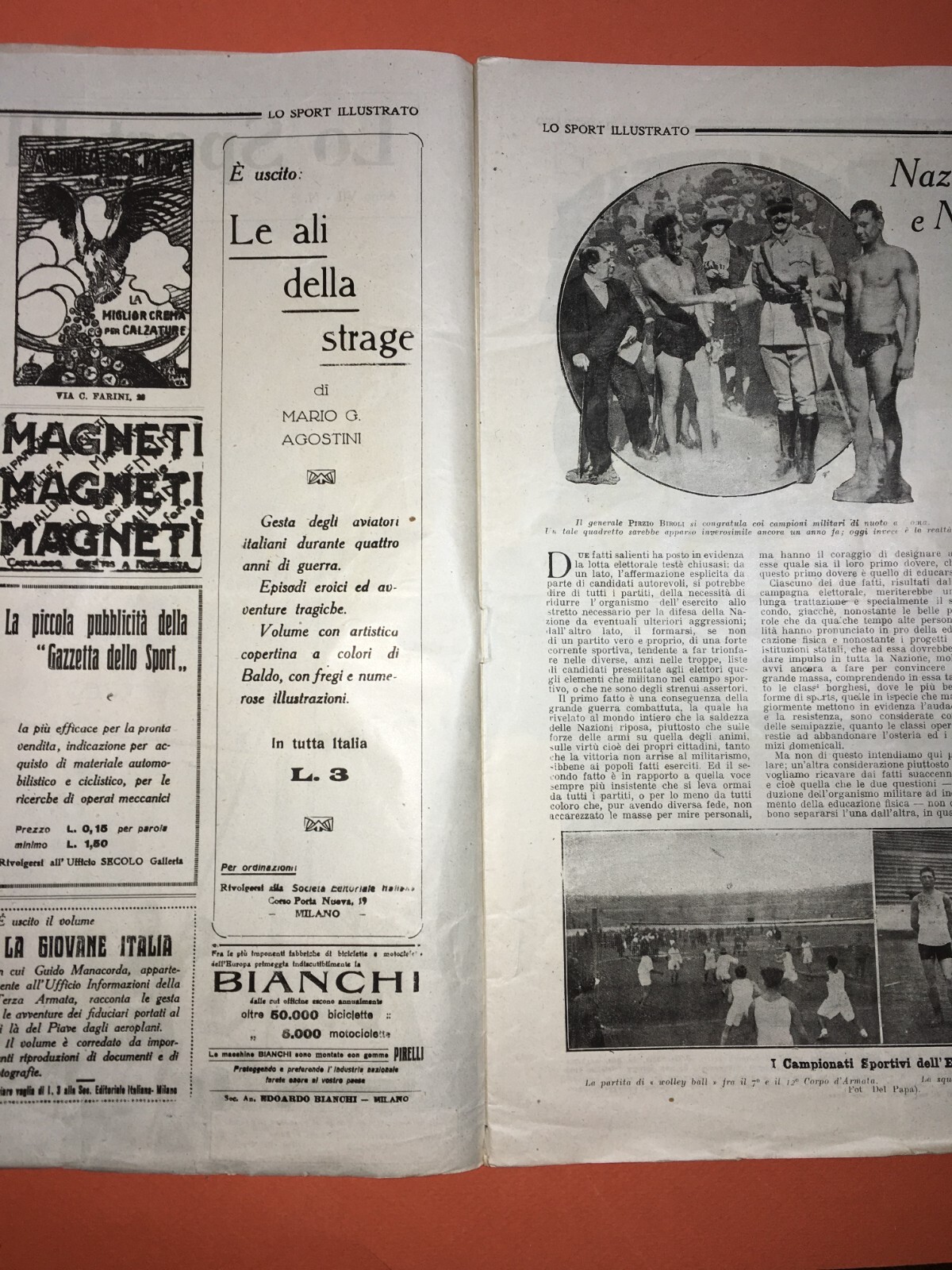 Lo Sport Illustrato: Calcio, Boxe, Atletica, Militaria. Gara Milano E Casale Alessandria, 1919