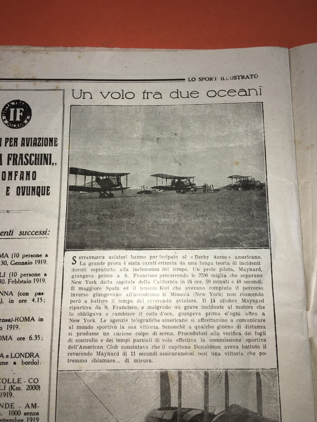 Lo Sport Illustrato: Calcio, Boxe, Atletica, Militaria. Gara Milano E Casale Alessandria, 1919