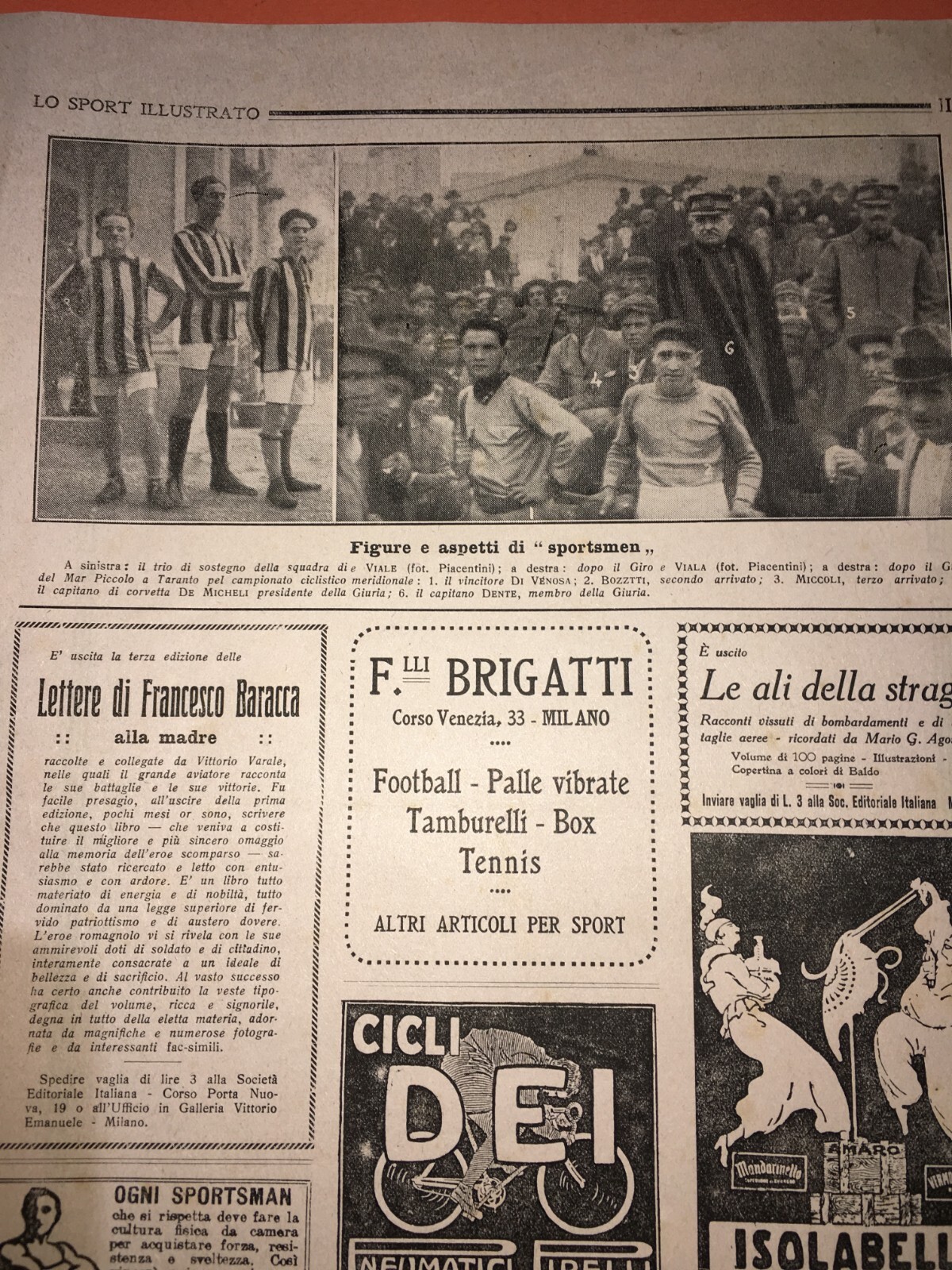 Lo Sport Illustrato: Calcio, Boxe, Atletica, Militaria. Gara Milano E Casale Alessandria, 1919