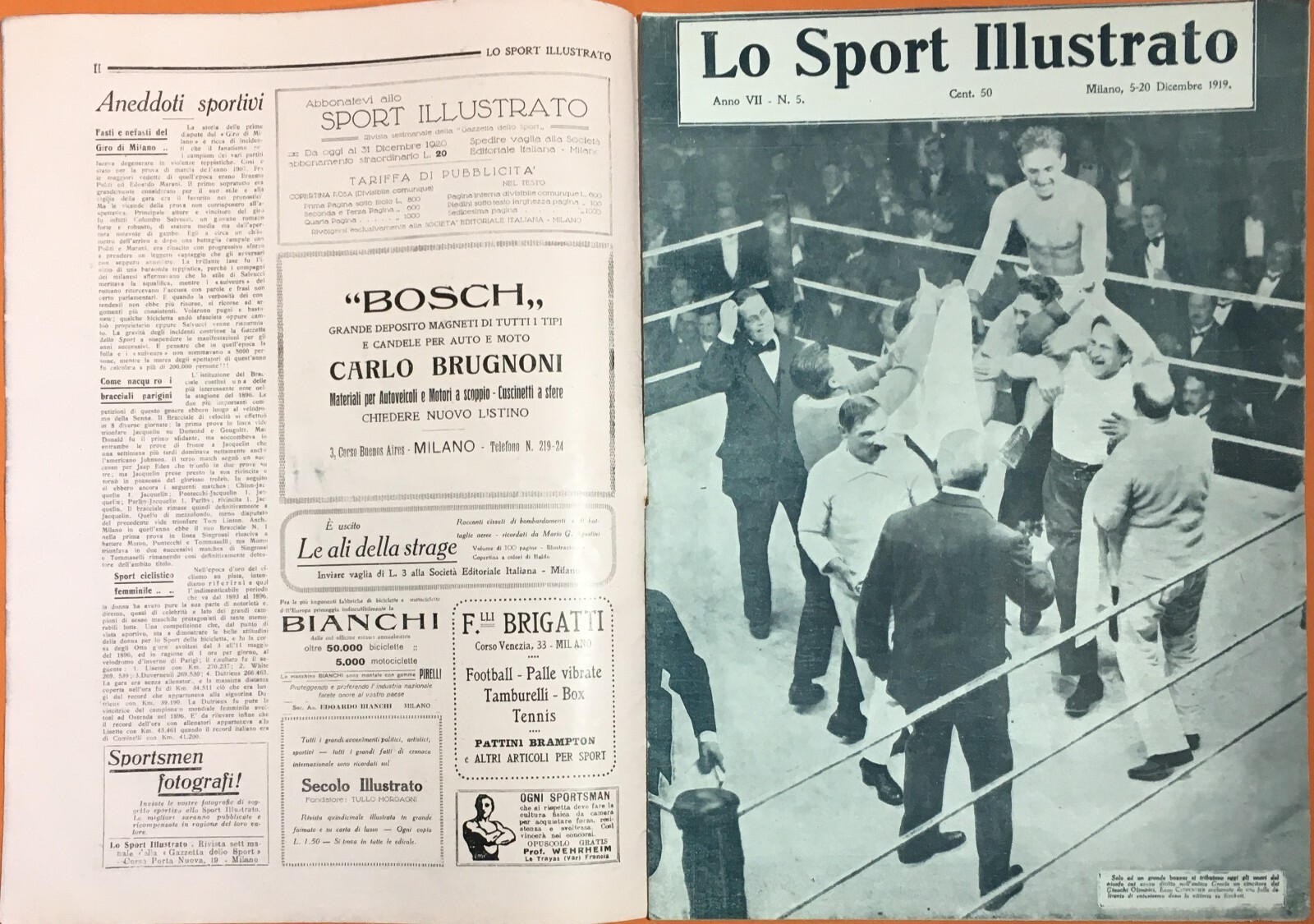 Lo Sport Illustrato: Calcio, Boxe E Motori   20 Dicembre 1919