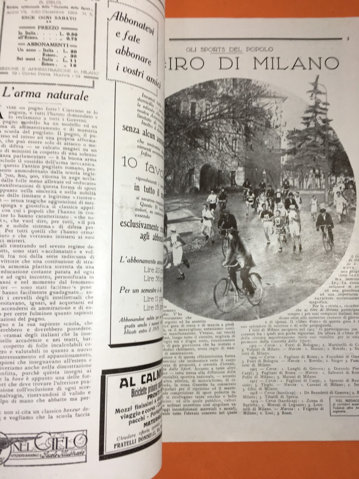Lo Sport Illustrato: Calcio, Boxe E Motori   20 Dicembre 1919