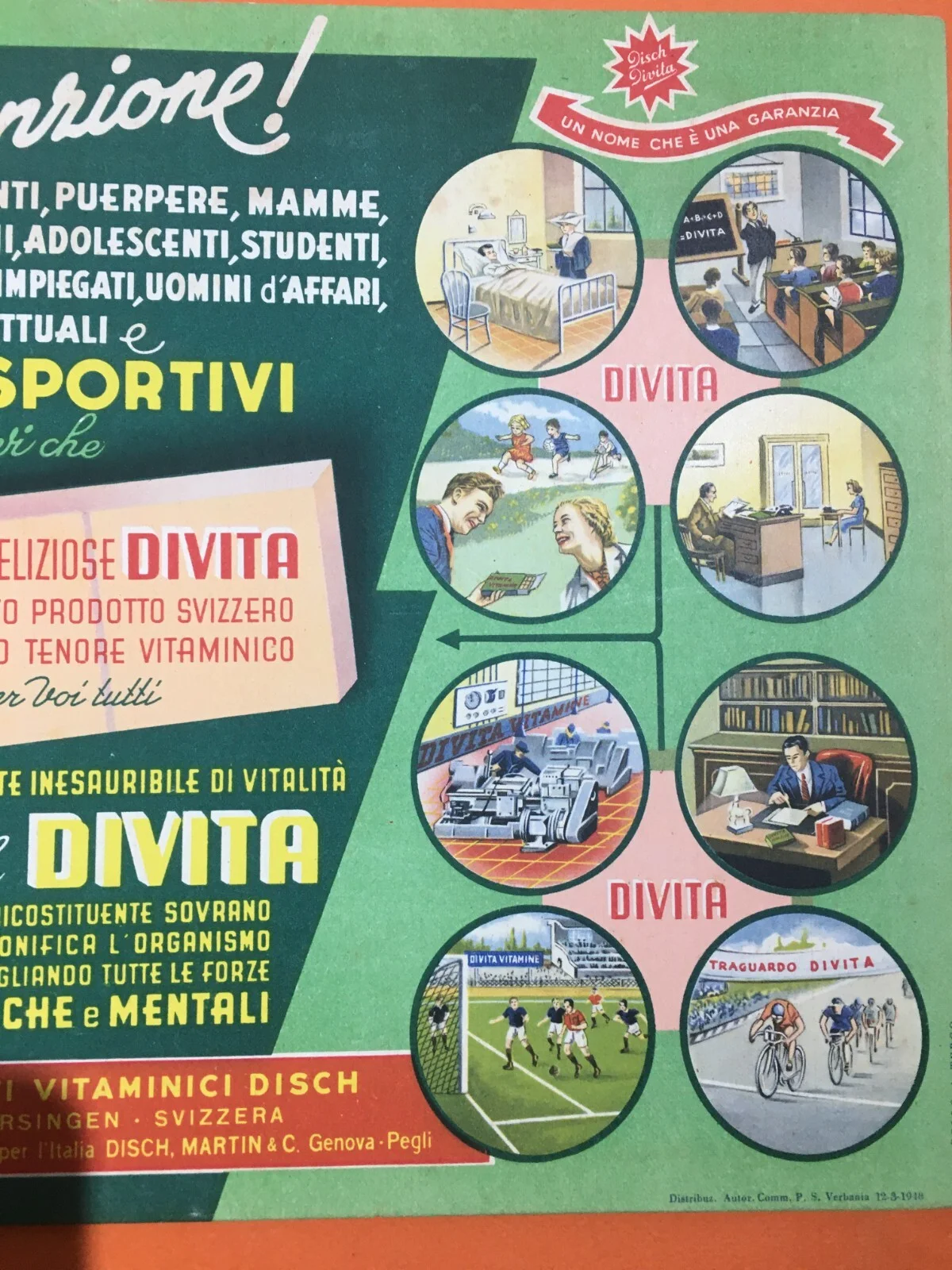 Divita Integratore Vitaminico Cartello Pubblicitario Disch Martin Genova