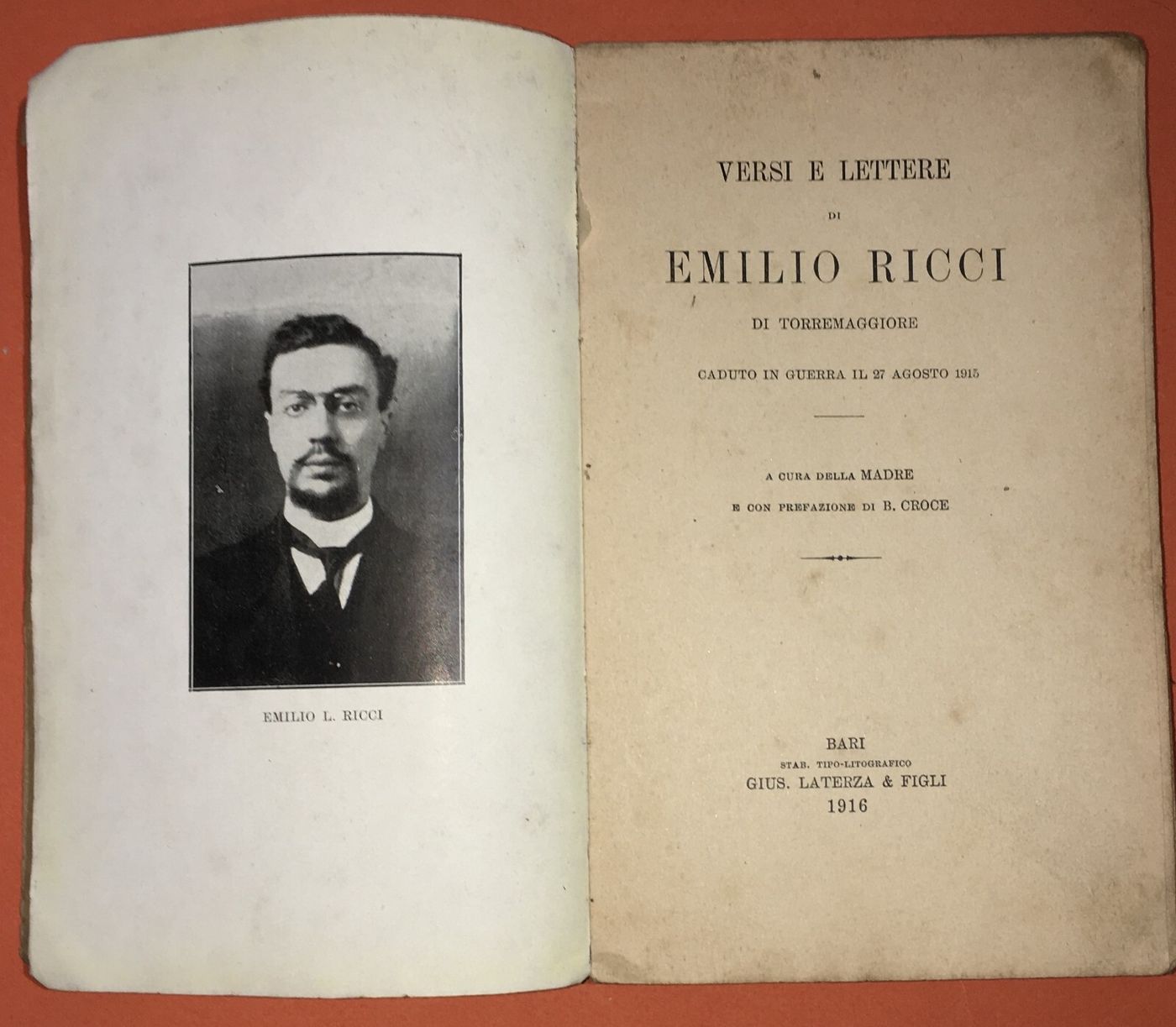 Puglia: Versi E Lettere Di Emilio Ricci. Prefazione Di Benedetto Croce