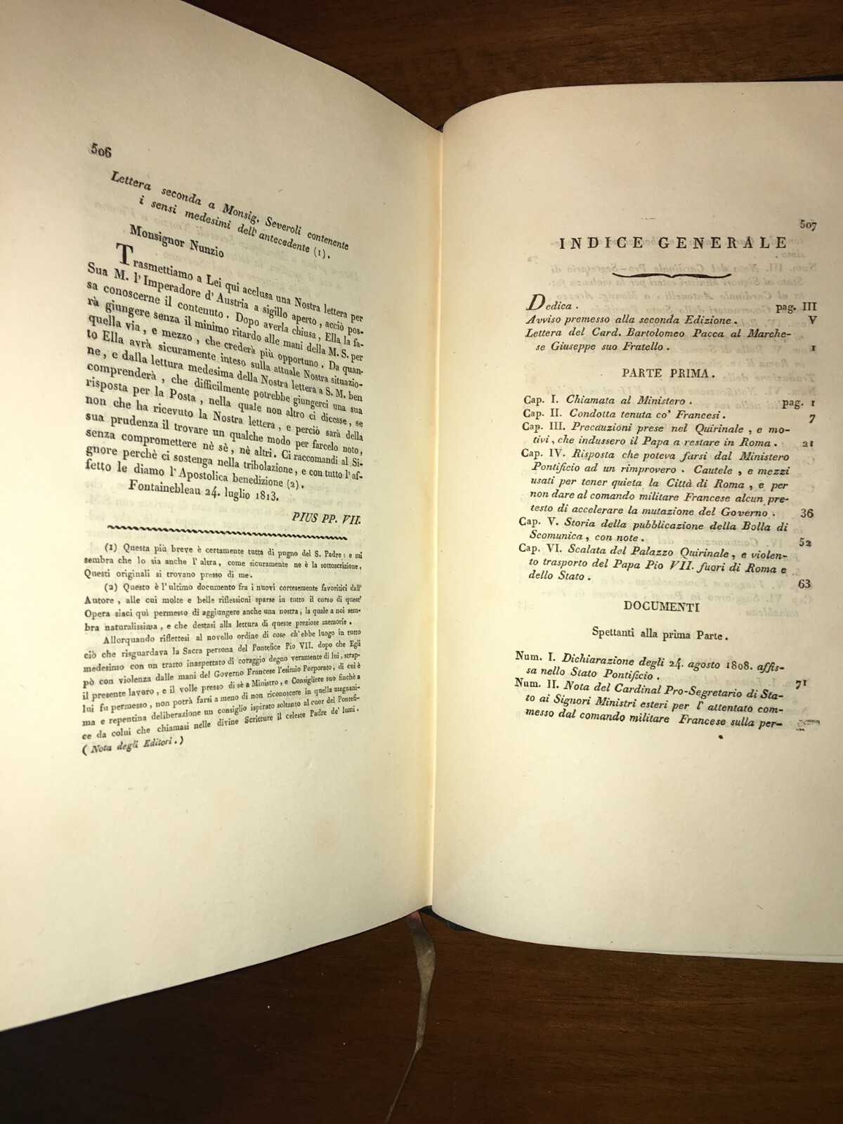 Cardinale Bartolomeo Pacca: Memorie Storiche, Edizione 1830 In Legatura Di Pregio