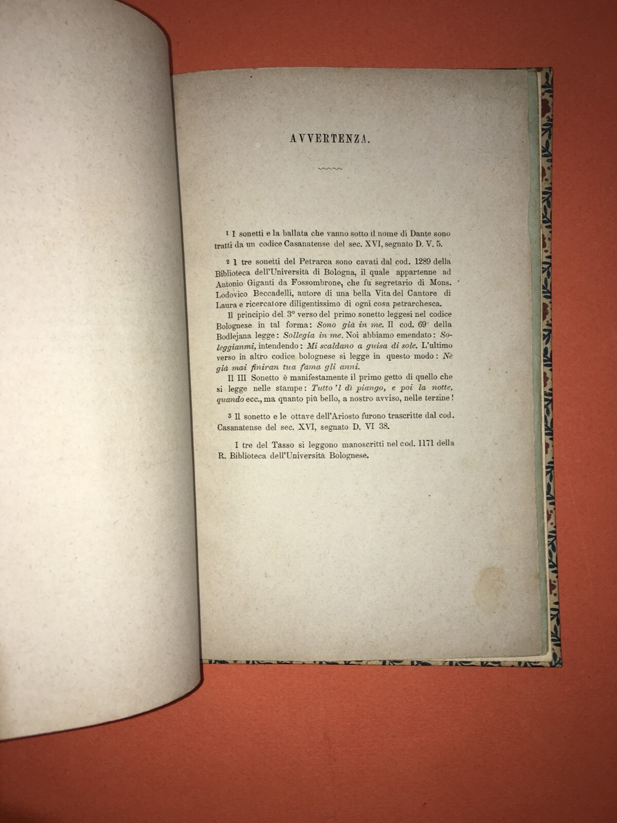 Antica Edizione Per Nozze Garneri Bertoldi, A Cura Di Domenico Carbone, 1872