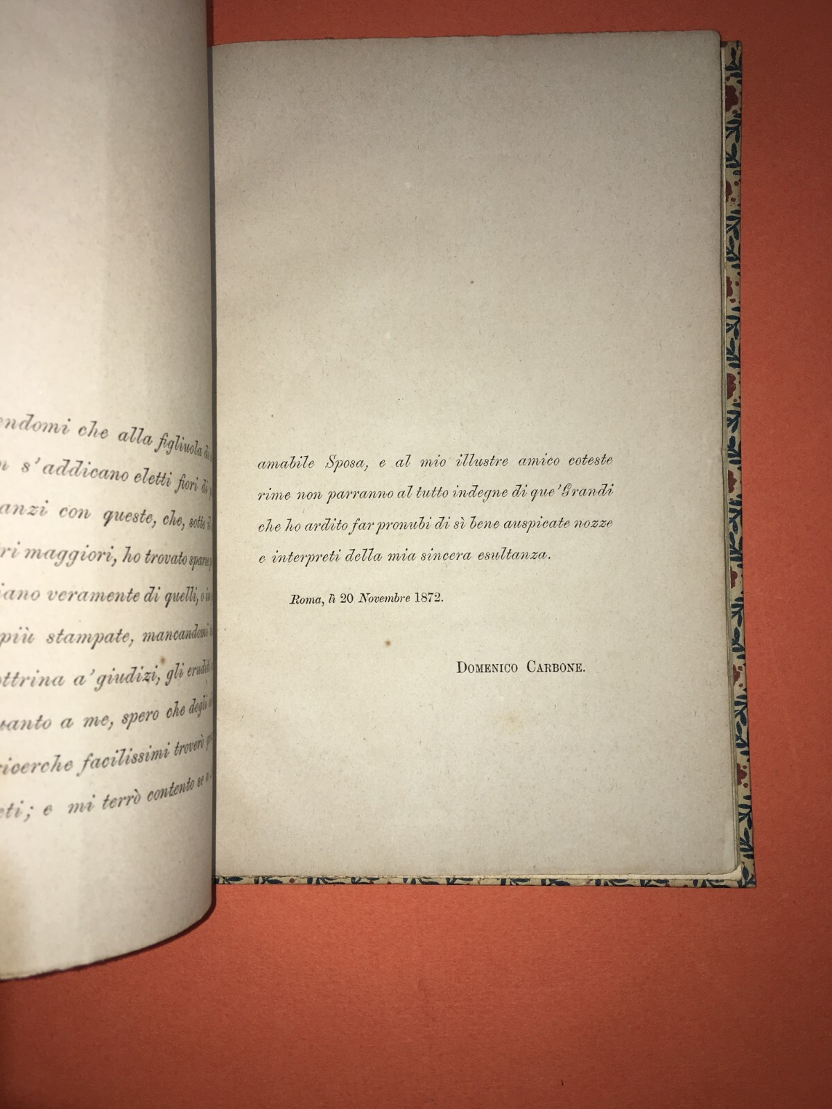 Antica Edizione Per Nozze Garneri Bertoldi, A Cura Di Domenico Carbone, 1872