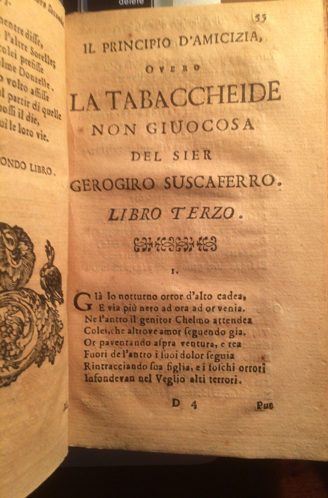 Tabacco: Rara Opera Satirica Di Gerogiro Suscaferro. Caracciolo Principe Di Torella, Spagna, 1694.