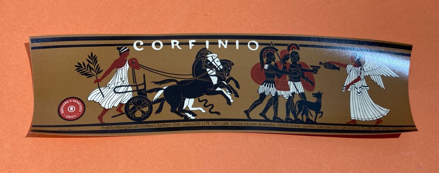 Abruzzo, Chieti, Liquori, Distilleria Barattucci: Etichetta Originale Corfinio
