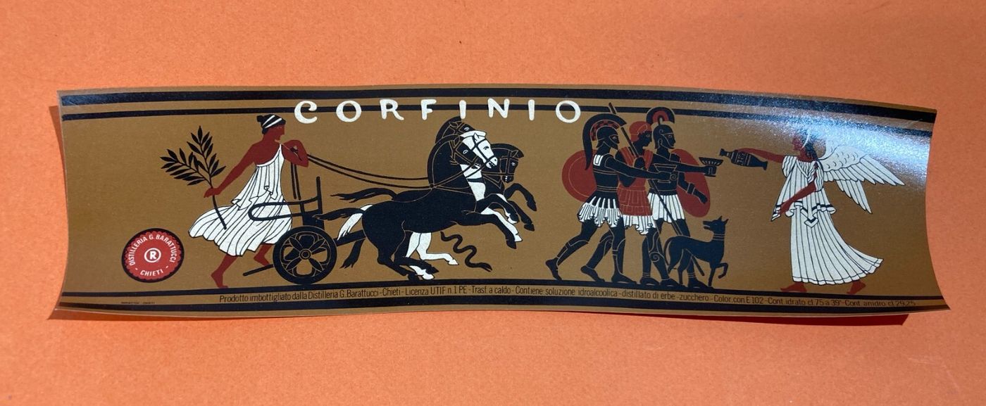 Abruzzo, Chieti, Liquori, Distilleria Barattucci: Etichetta Originale Corfinio