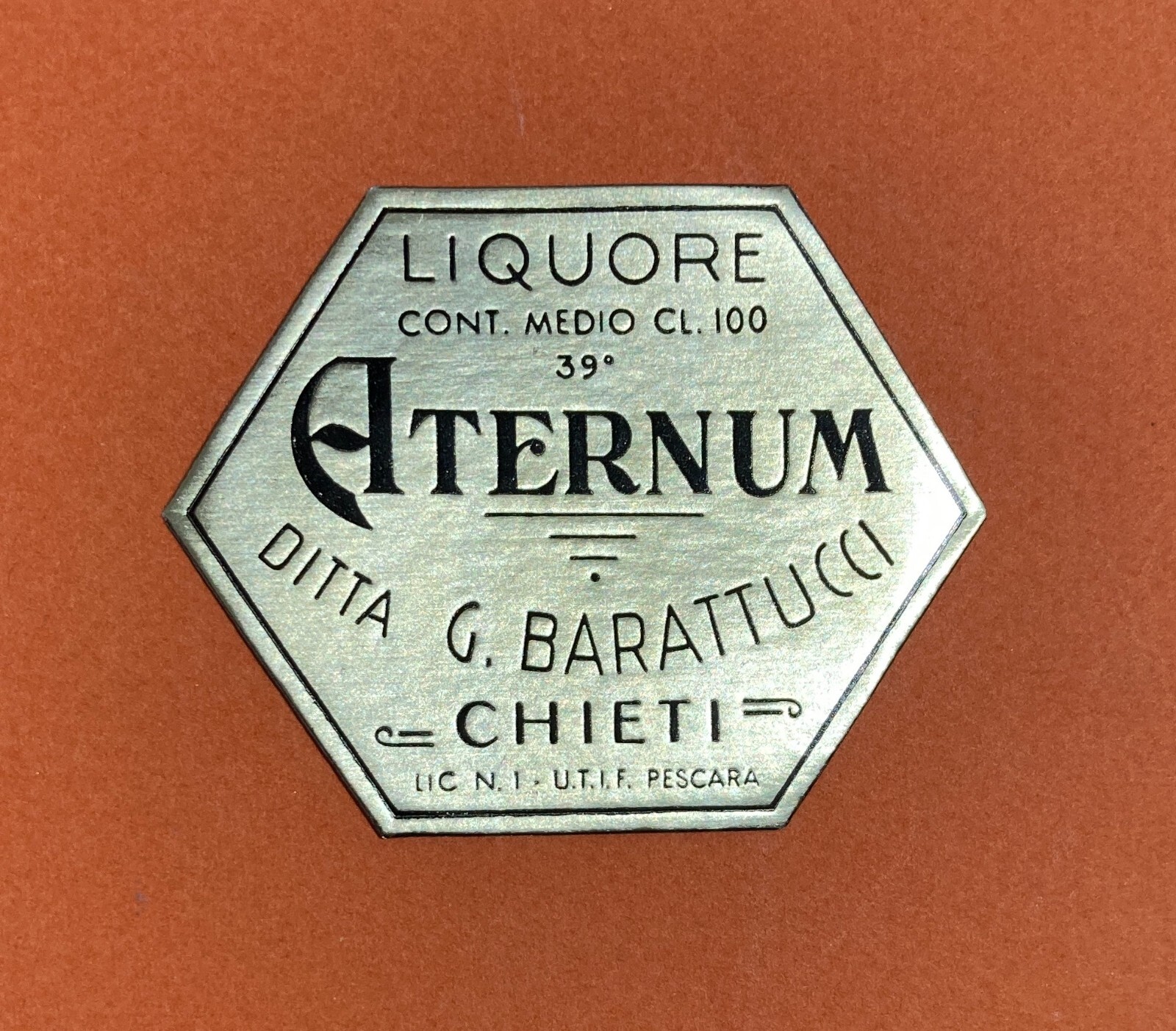 Abruzzo, Chieti, Liquori, Distilleria Barattucci, Mini Etichetta Originale Aternum