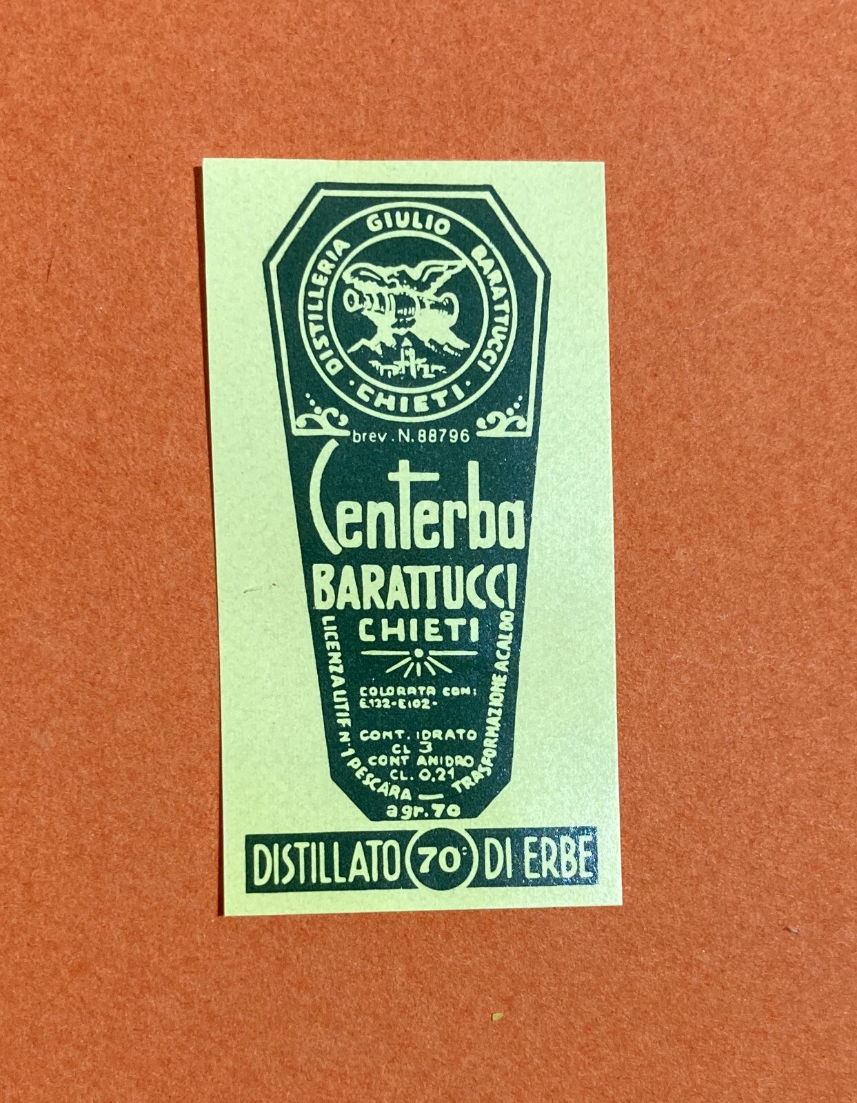 Abruzzo, Chieti, Liquori, Barattucci, Mini Etichetta Pubblicitaria, Amaro Centerba