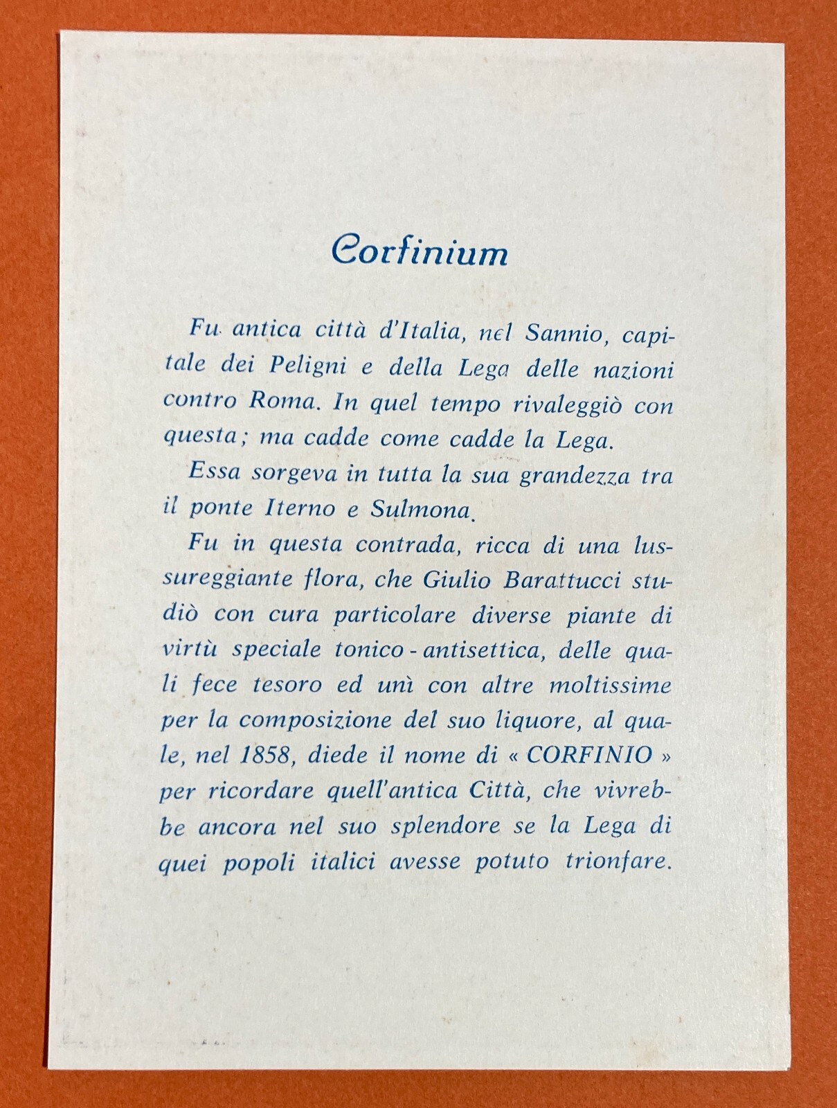 Liquori Barattucci, Corfinio: Antica Stampa Pubblicitaria Abruzzese (Chieti, Sulmona)