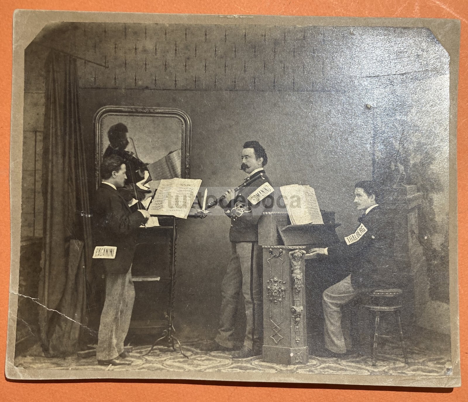 Musica, Musicisti: Paganini, Thalberg, Romanino. Rara Antica Stampa Fotografica