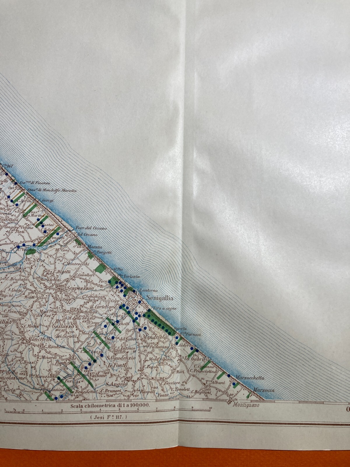 Idraulica, Irrigazioni, Pozzi: Marche, Senigallia, Metauro, Cesano. Cartografia d'Epoca