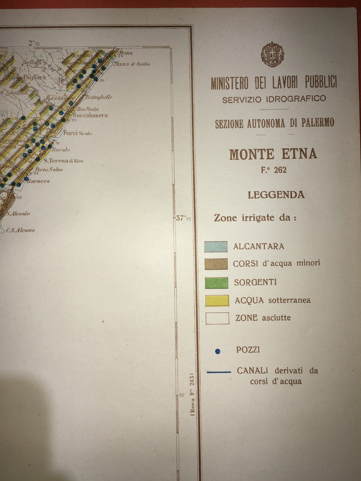 Idraulica, Irrigazioni, Servizio Idrografico: Monte Etna, Alcantara E Taormina. Mappa