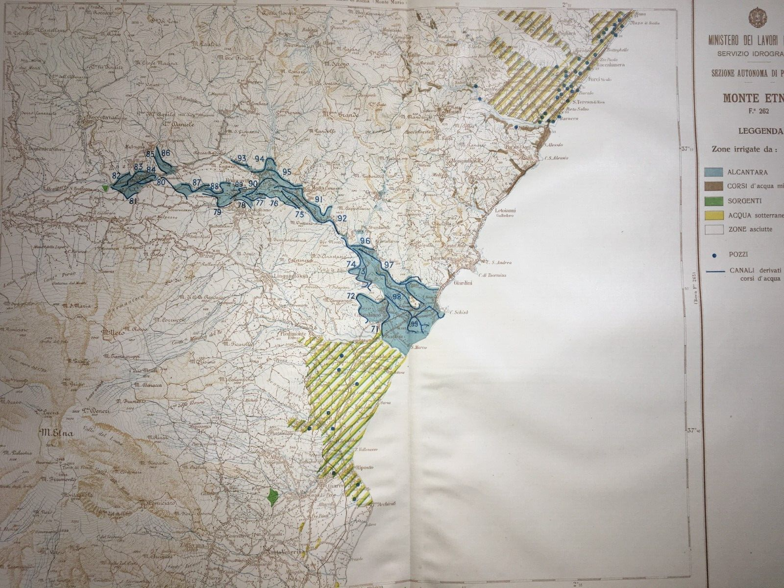 Idraulica, Irrigazioni, Servizio Idrografico: Monte Etna, Alcantara E Taormina. Mappa