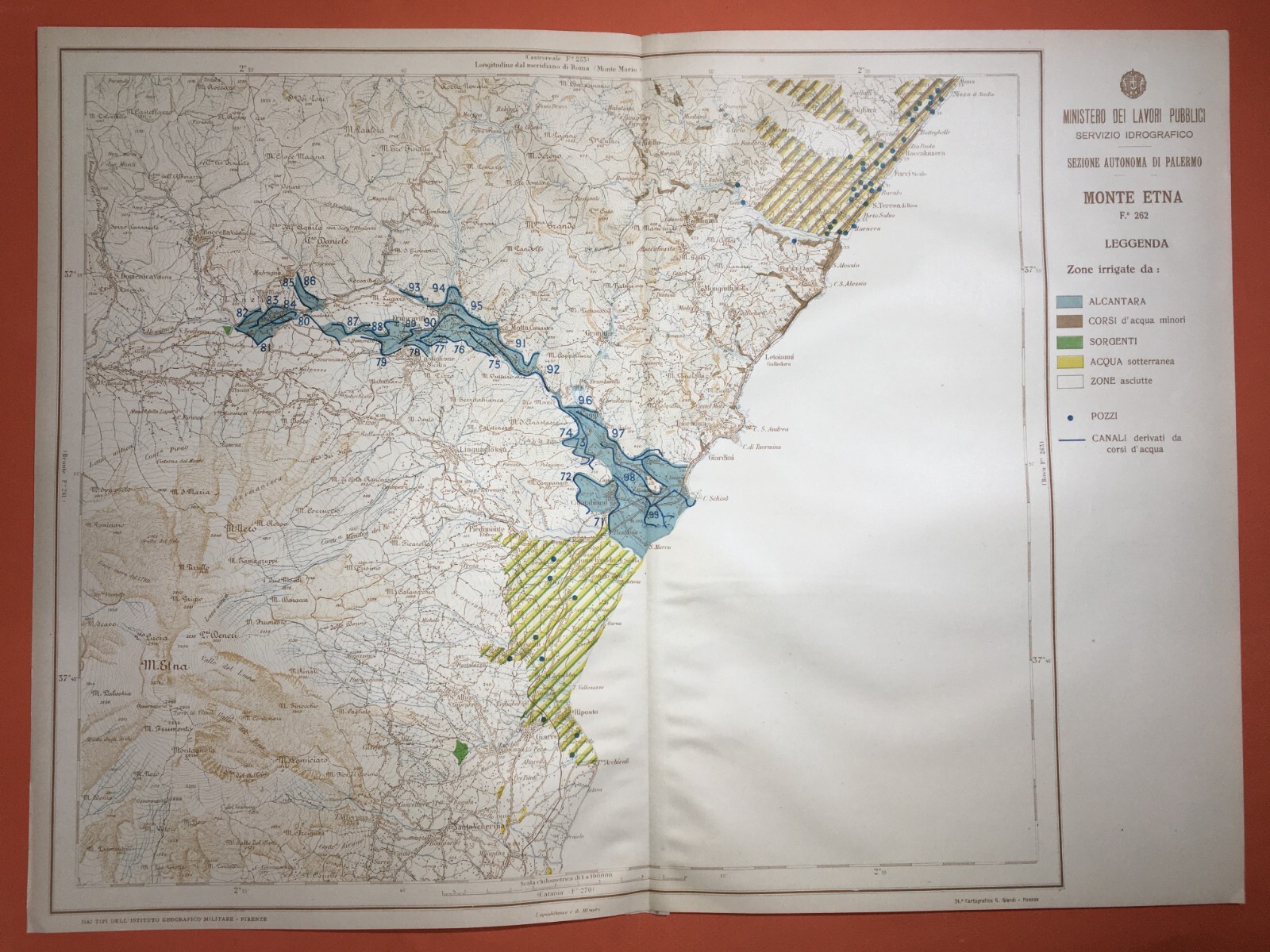 Idraulica, Irrigazioni, Servizio Idrografico: Monte Etna, Alcantara E Taormina. Mappa