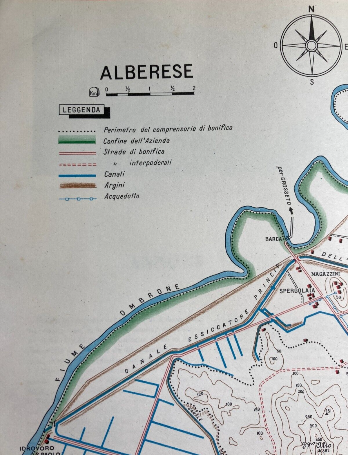 Idraulica, Bonifiche, Toscana, Grosseto, Alberese, Rispescia, Spergolaia   Cartografia