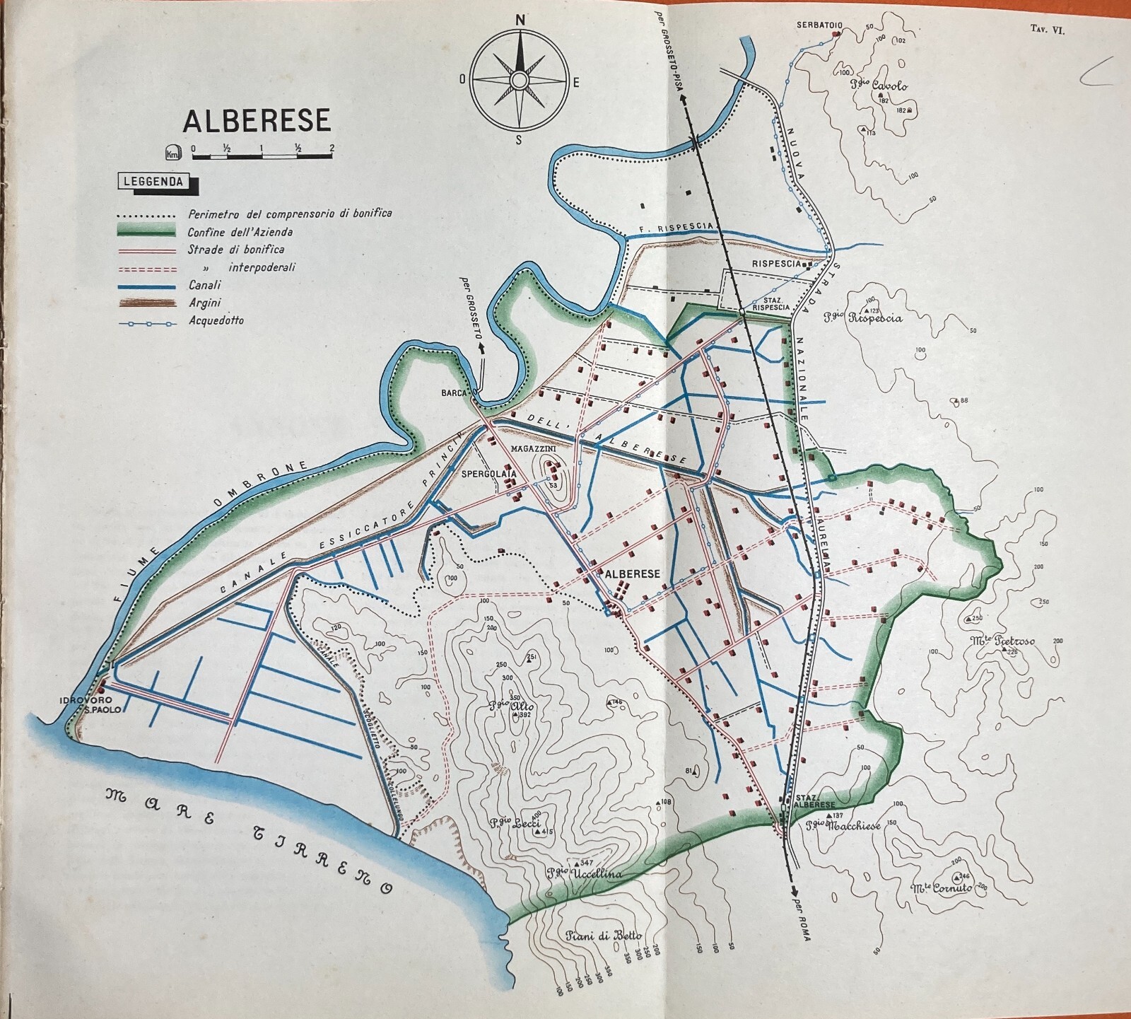 Idraulica, Bonifiche, Toscana, Grosseto, Alberese, Rispescia, Spergolaia   Cartografia
