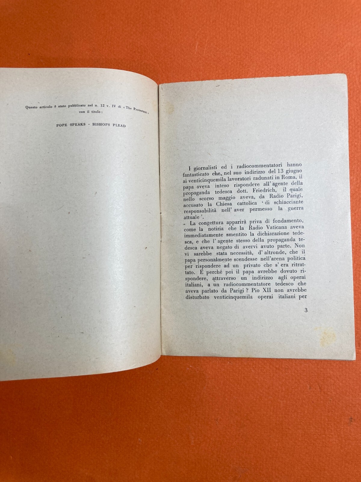 Gaetano Salvemini. Responsabilità Del Vaticano Nella Guerra. Napoli, Macchiaroli Editore.