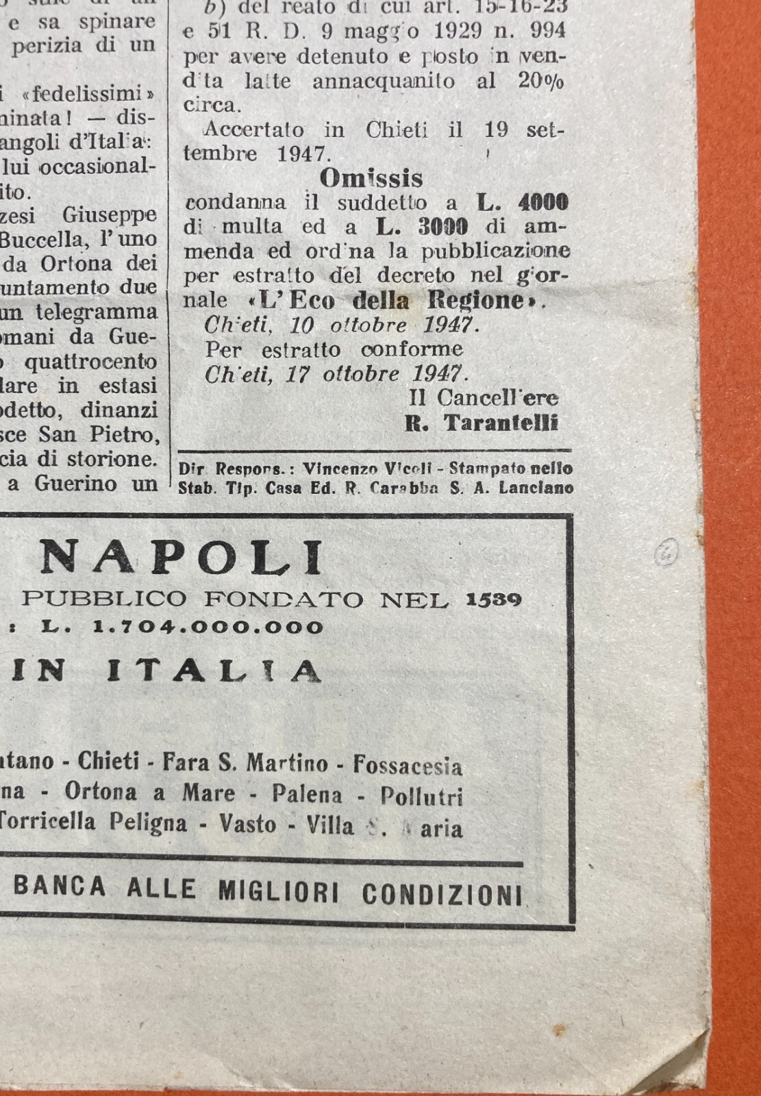 L'Eco Della Regione: Settimanale Di Cronaca Abruzzese (19 22 Ottobre 1947)