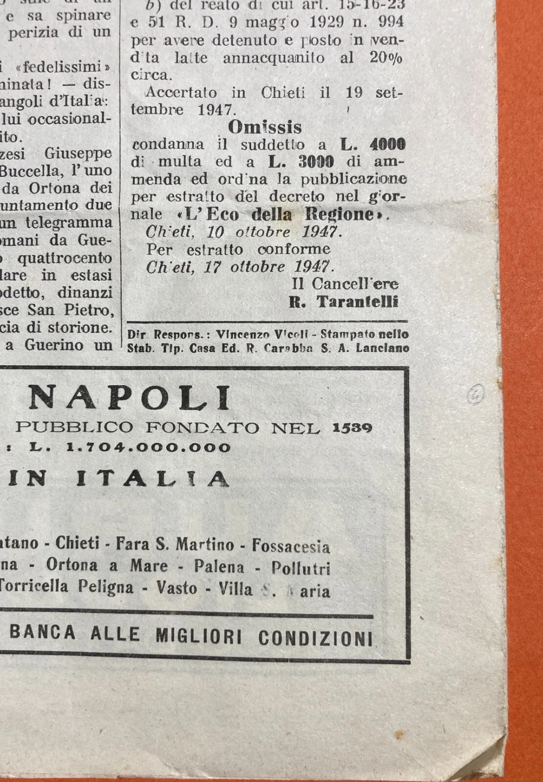 L'Eco della Regione: Settimanale di Cronaca Abruzzese (19 22 Ottobre 1947)