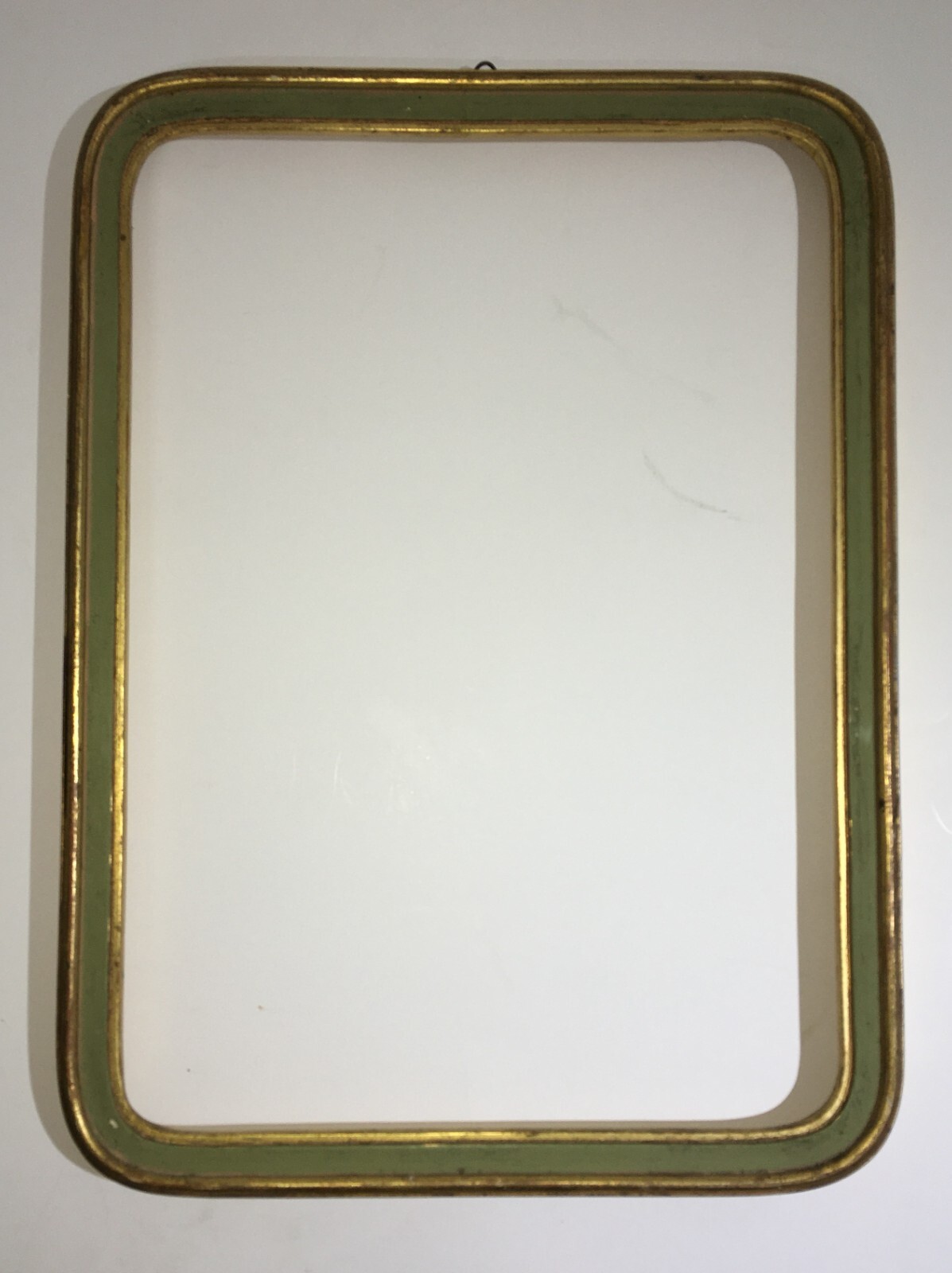 Cornice d'Epoca In Legno Laccato Verde E Oro