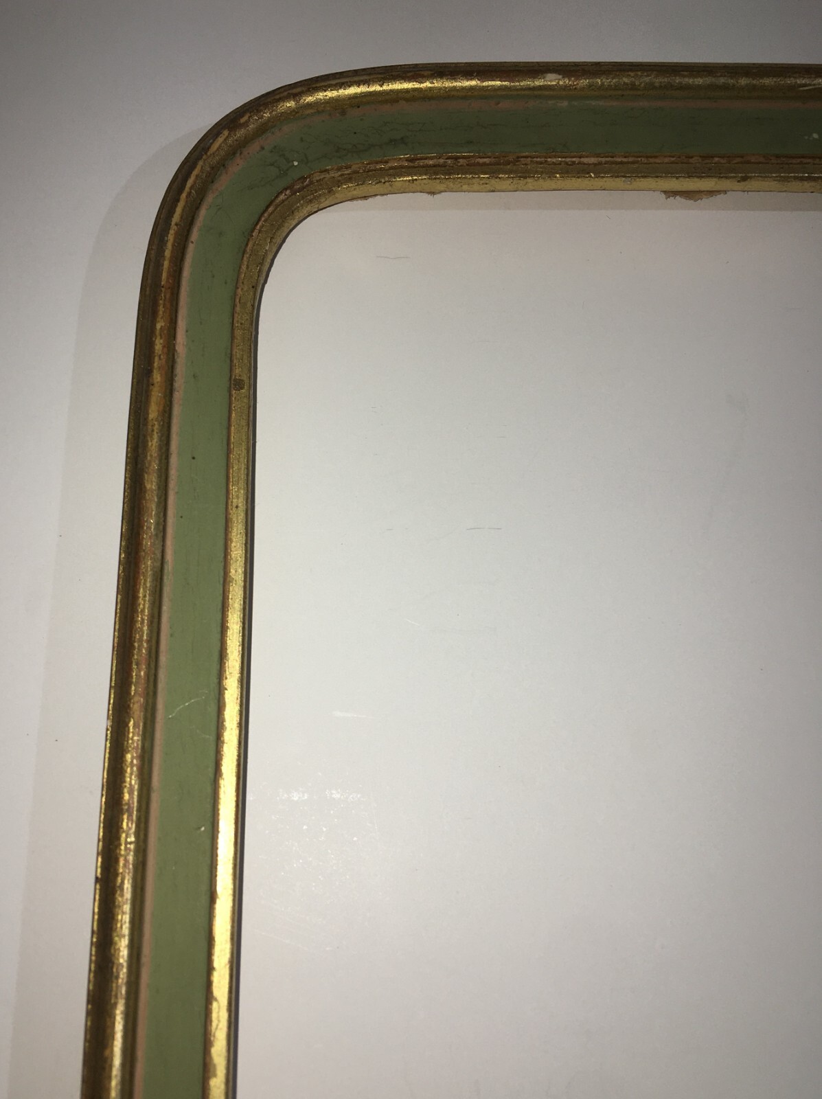 Cornice d'Epoca In Legno Laccato Verde E Oro