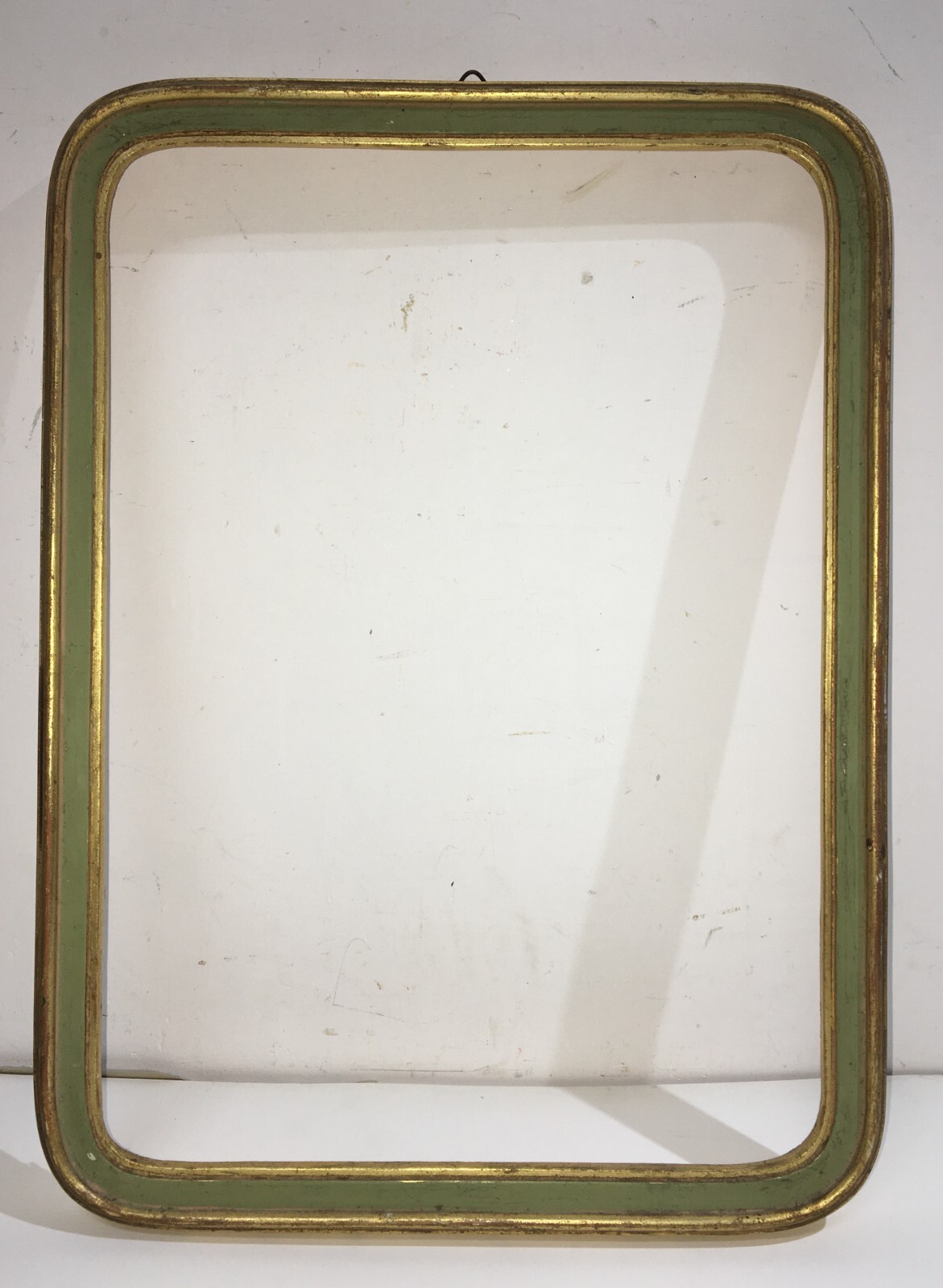 Cornice d'Epoca In Legno Laccato Verde E Oro